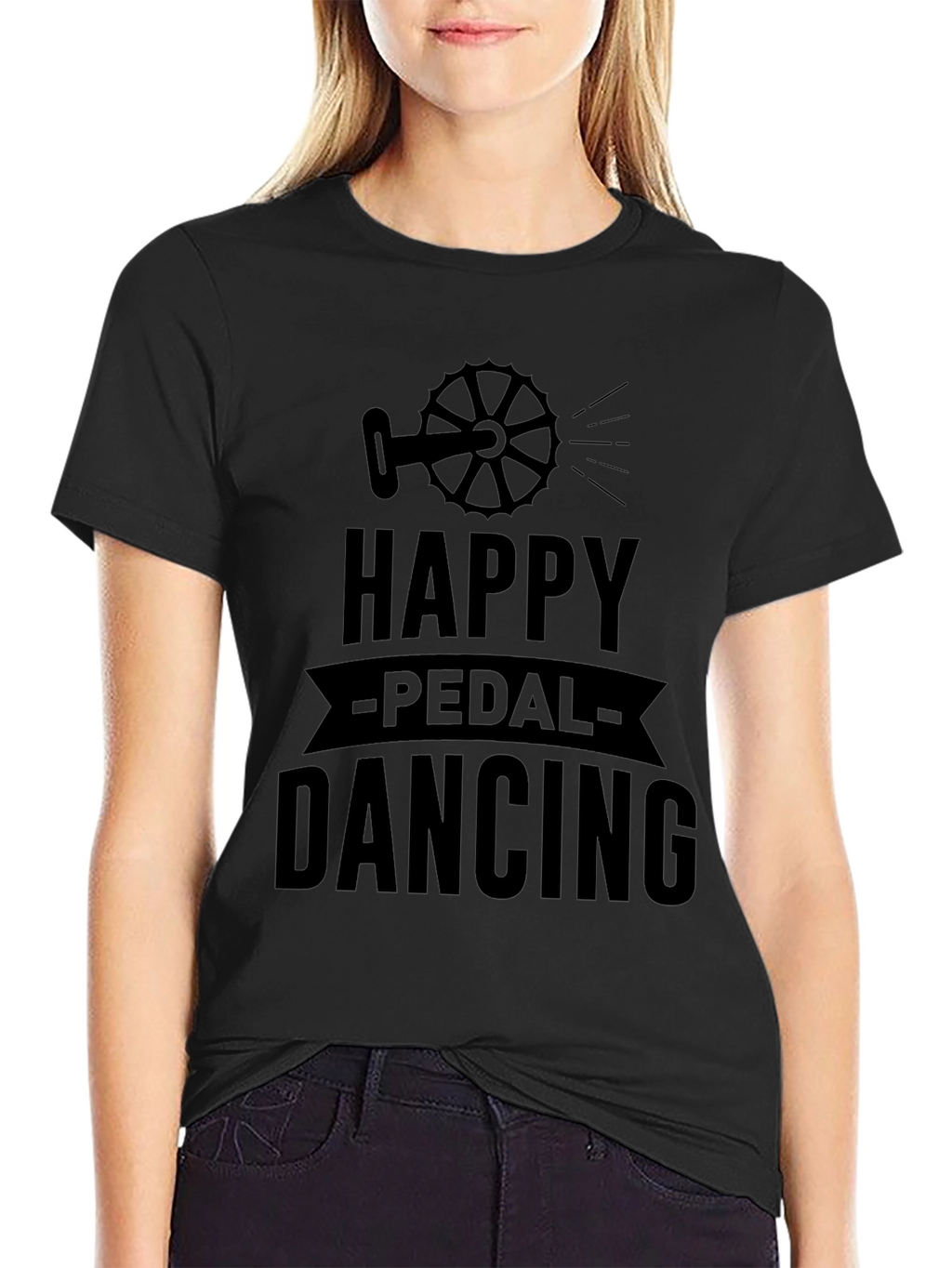 Happy Pedal Dancing Graphic Tee - Black