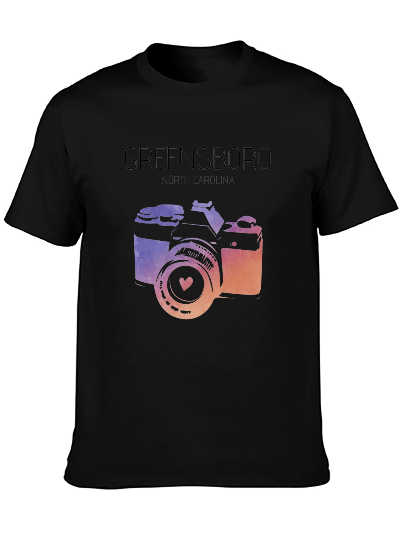 Greensboro NC Camera Graphic Tee - Black