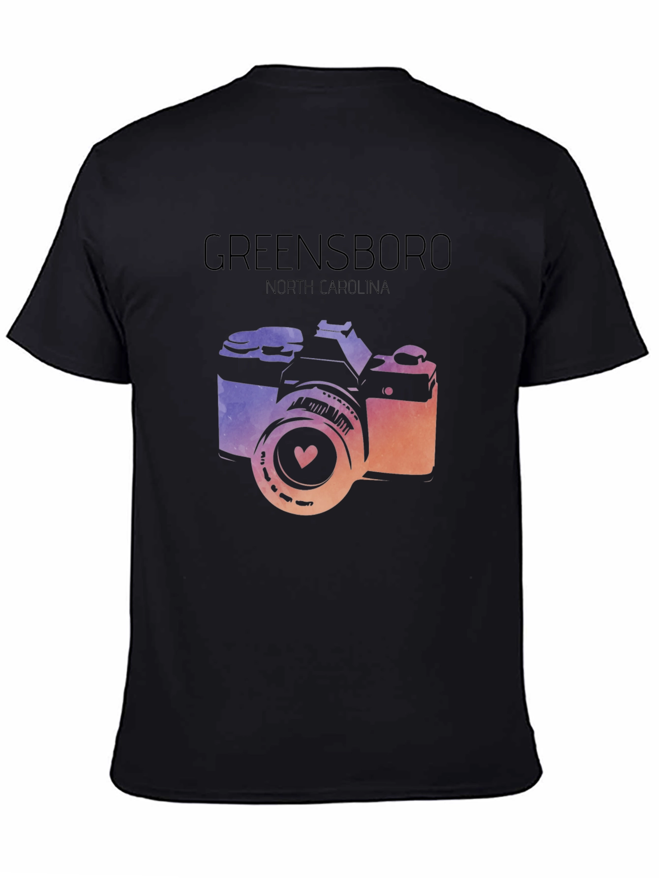 Greensboro NC Camera Graphic Tee - Black
