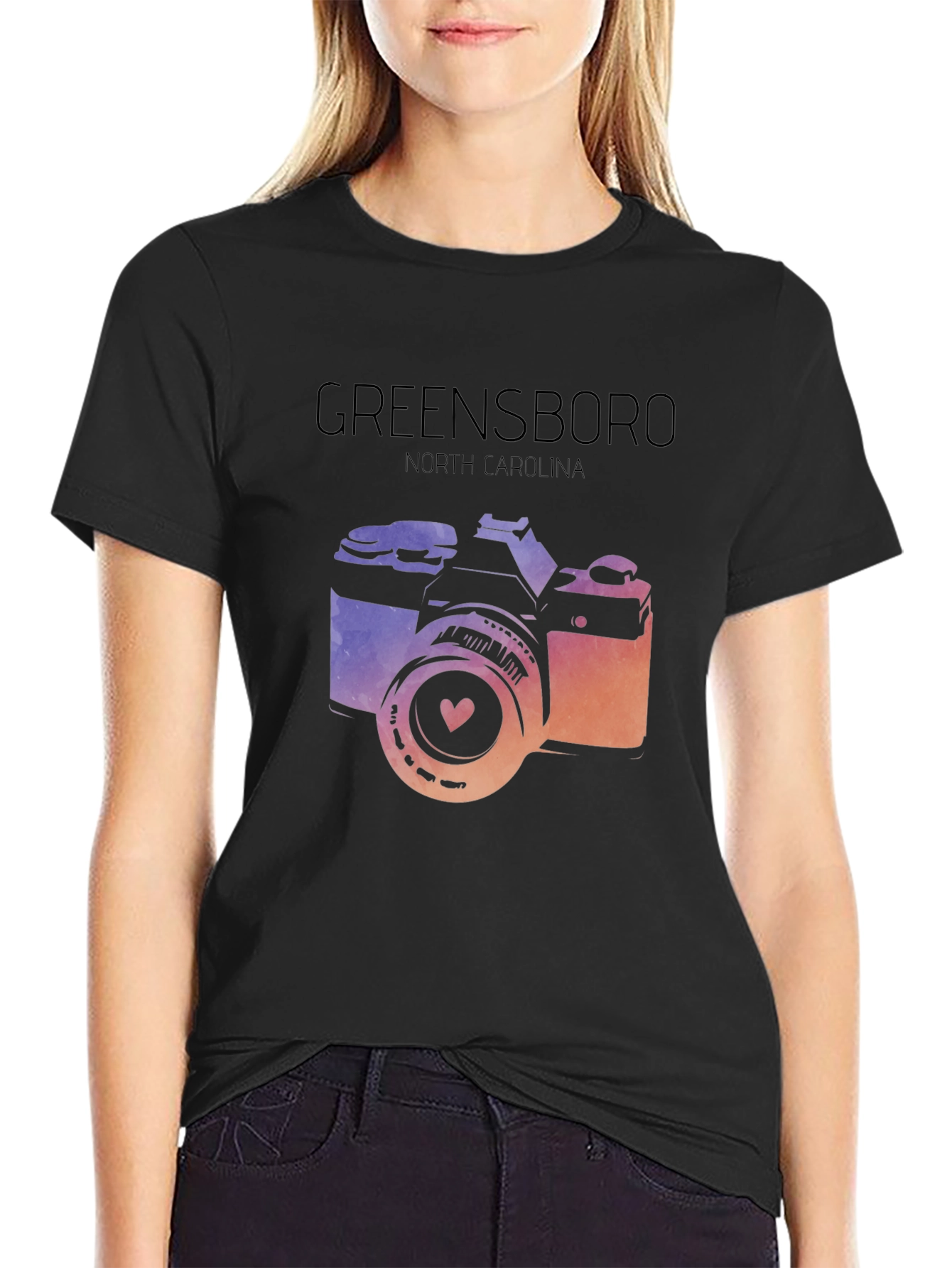 Greensboro NC Camera Graphic Tee - Black