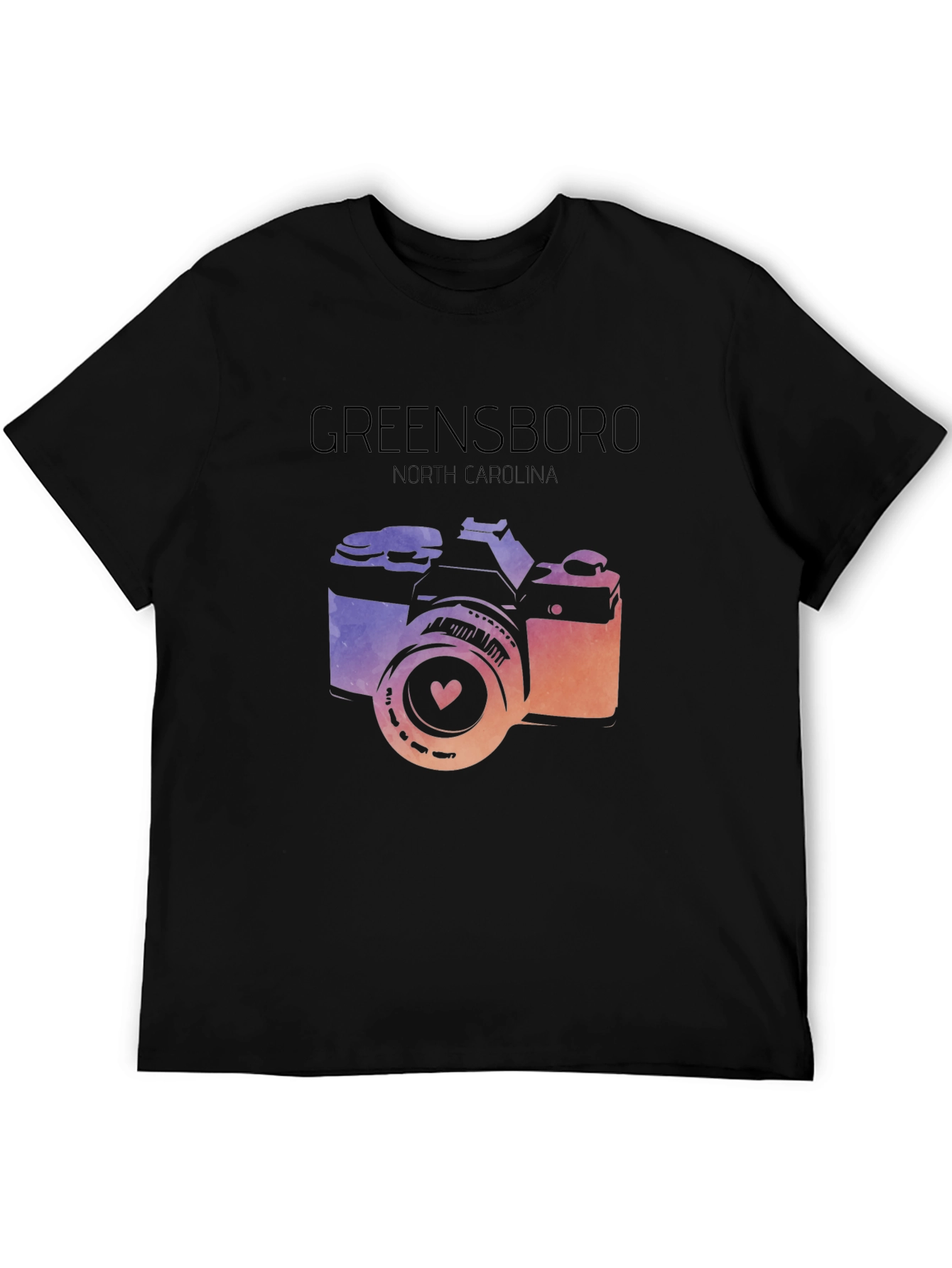 Greensboro NC Camera Graphic Tee - Black