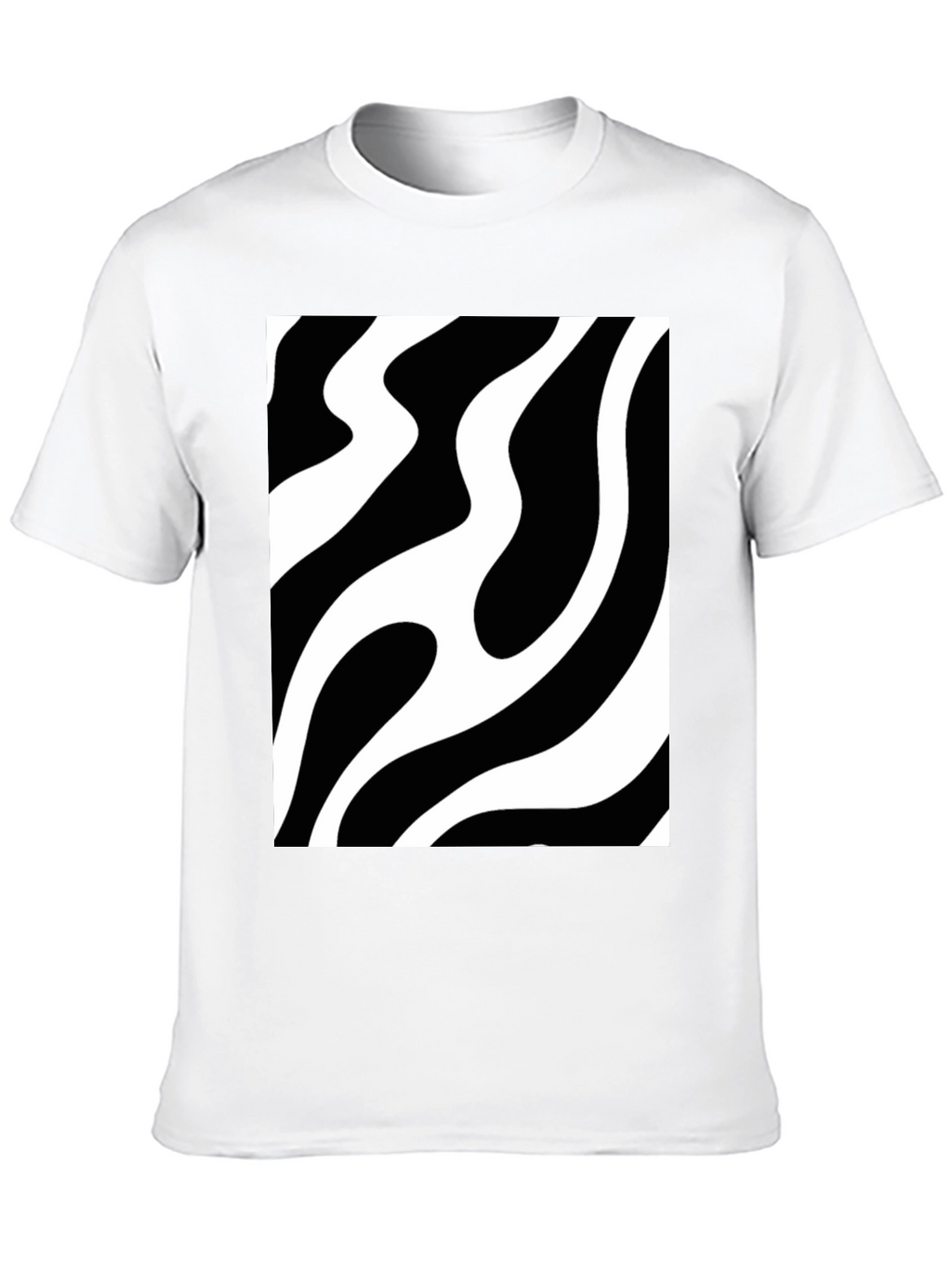 Abstract Wave Pattern Black T-Shirt