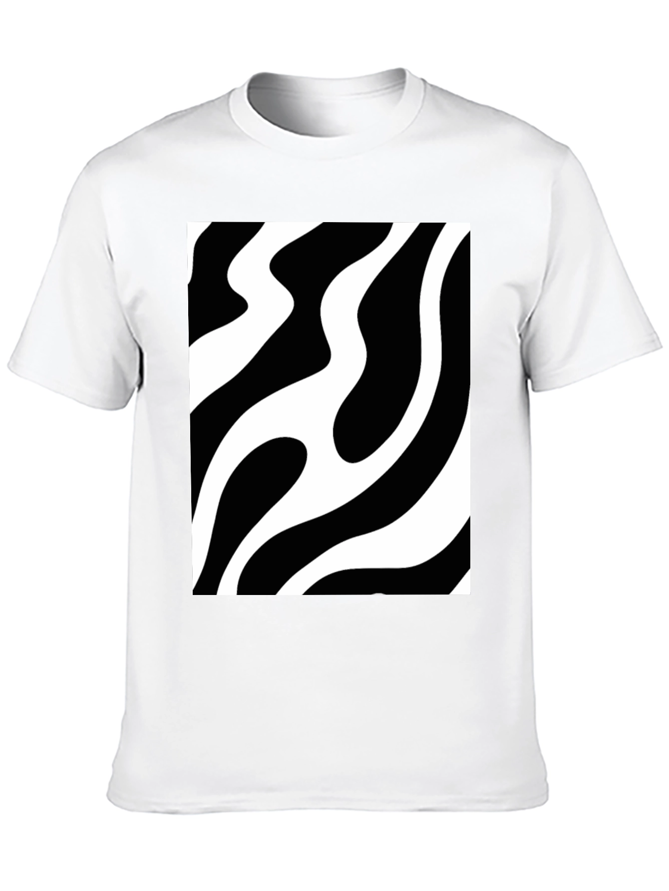 Abstract Wave Pattern Black T-Shirt