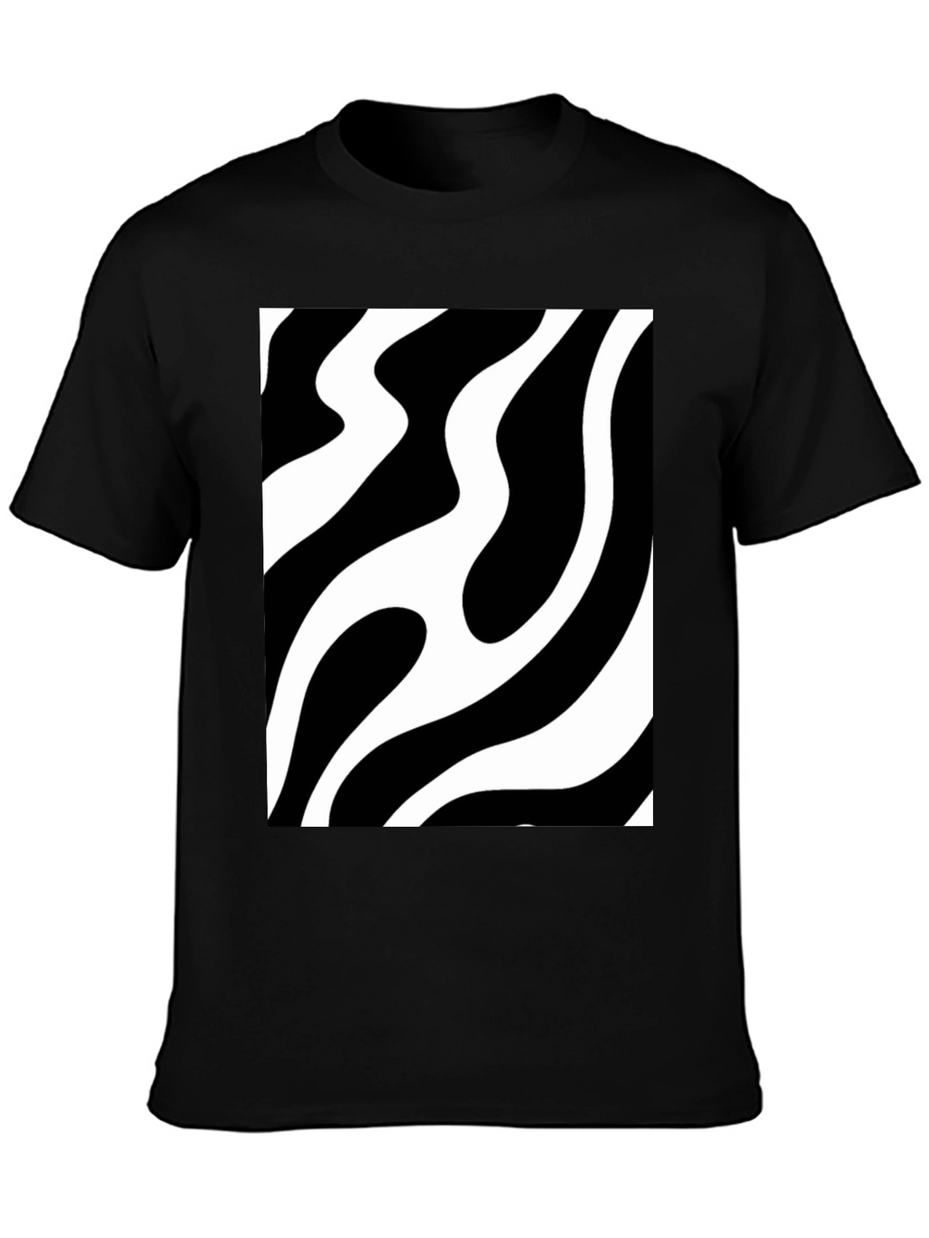 Abstract Wave Pattern Black T-Shirt