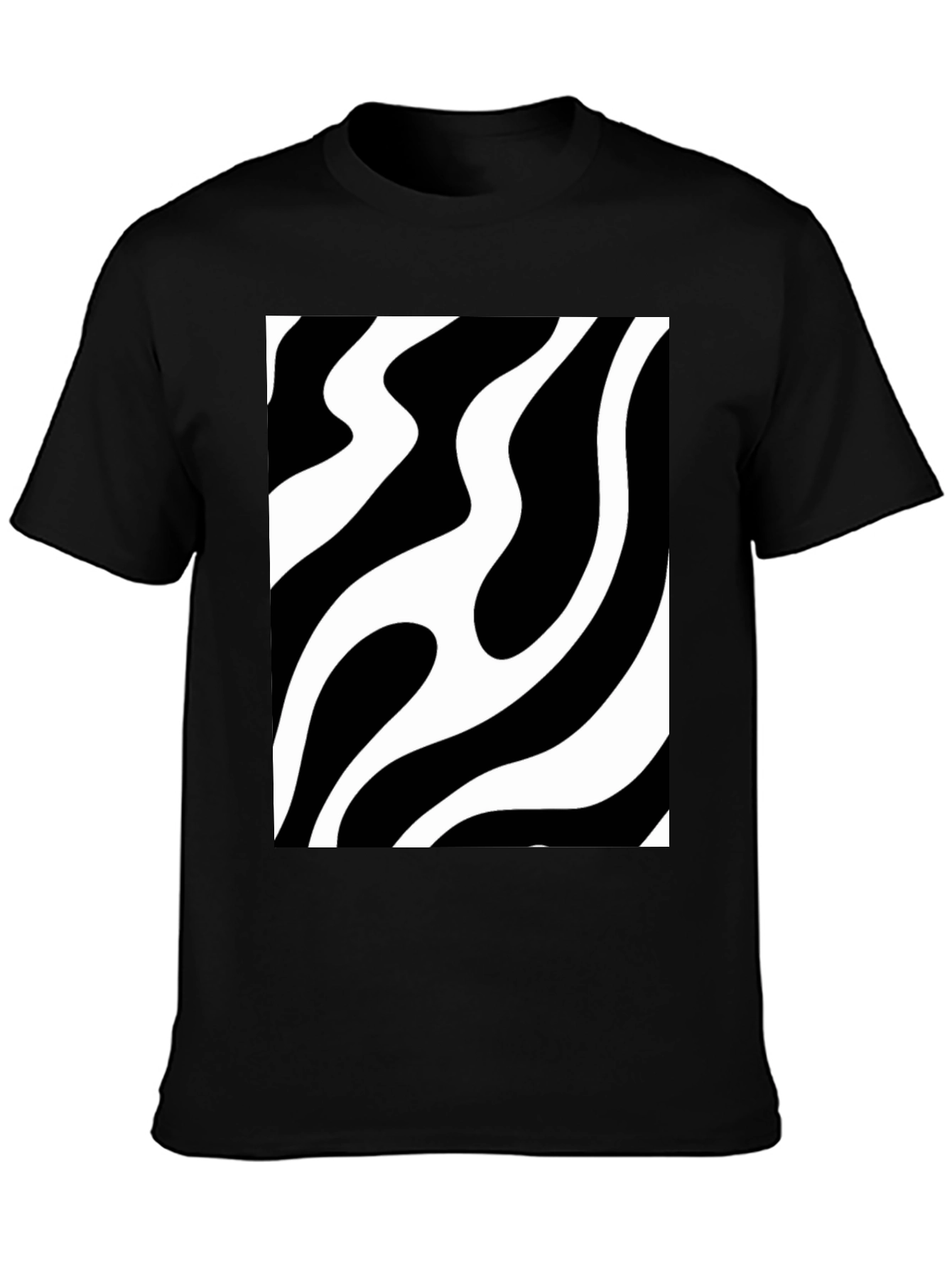 Abstract Wave Pattern Black T-Shirt