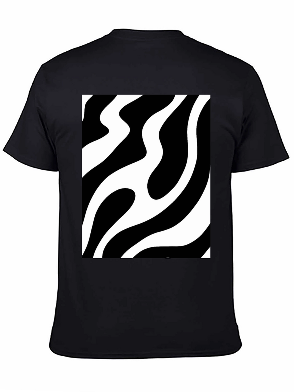 Abstract Wave Pattern Black T-Shirt