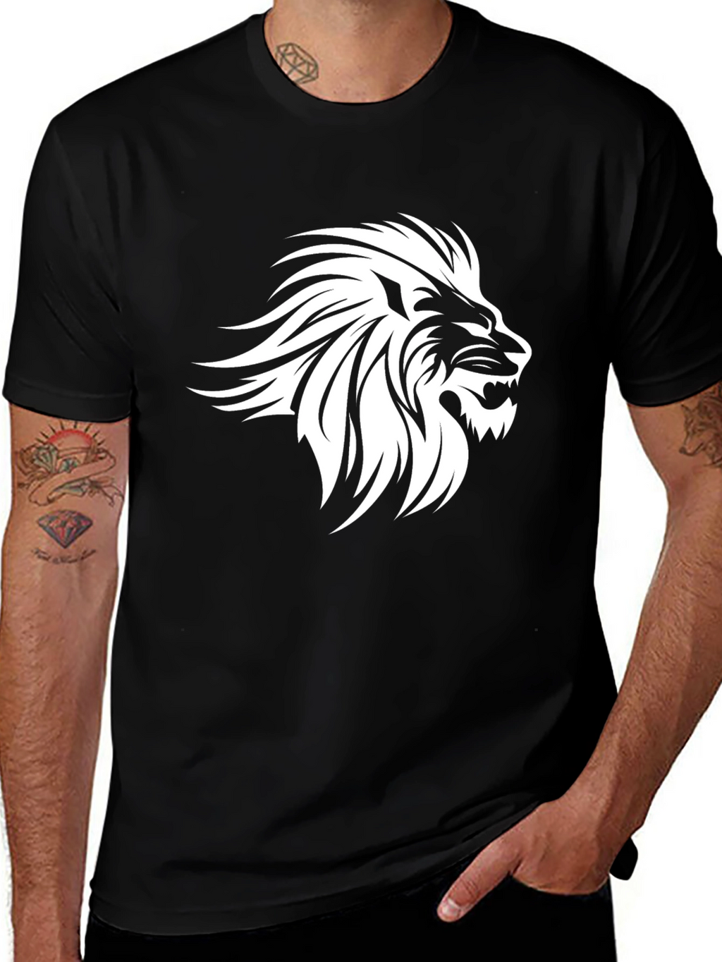Lion Graphic Black T-Shirt