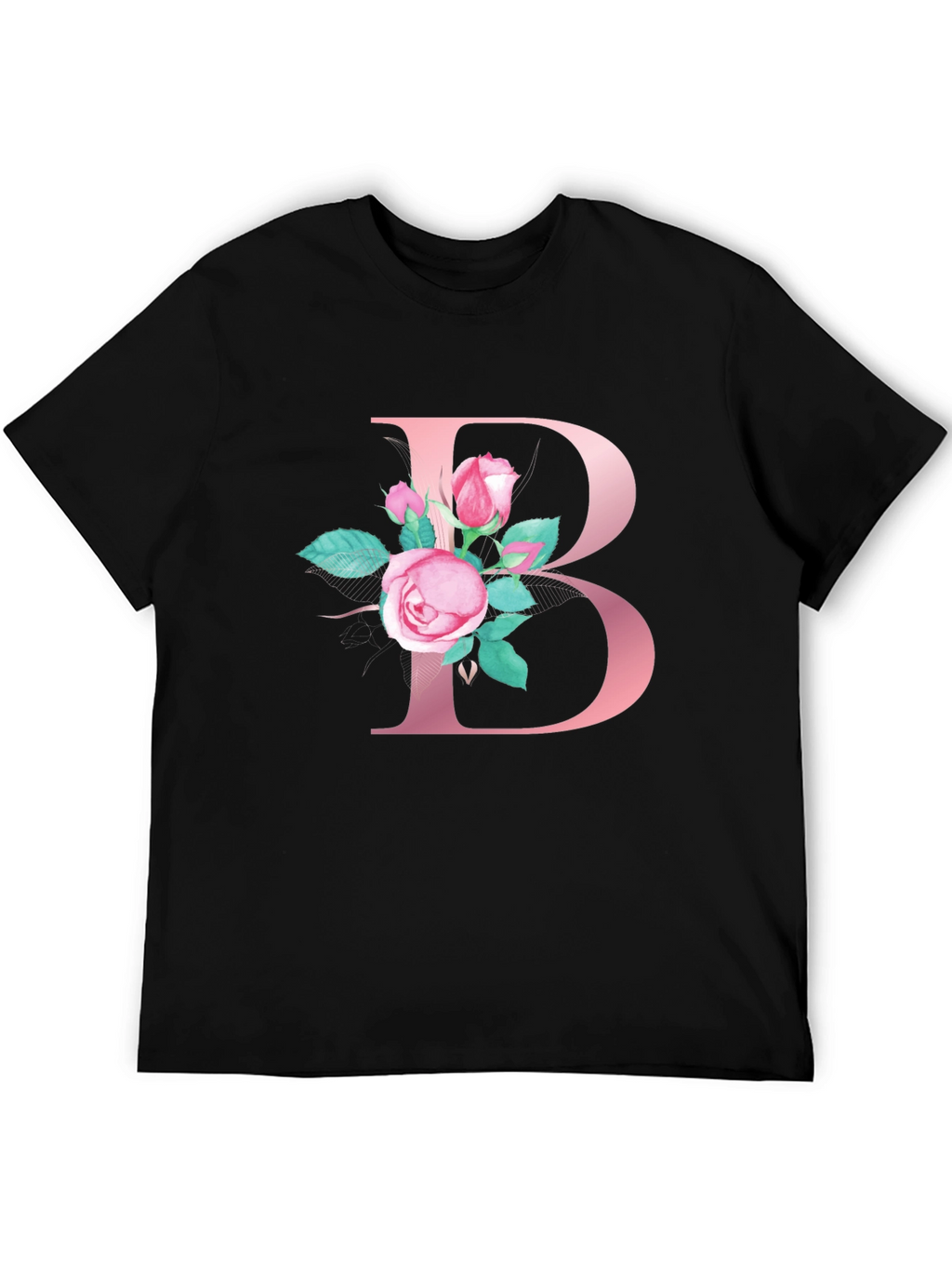Floral Letter B Initial T-Shirt