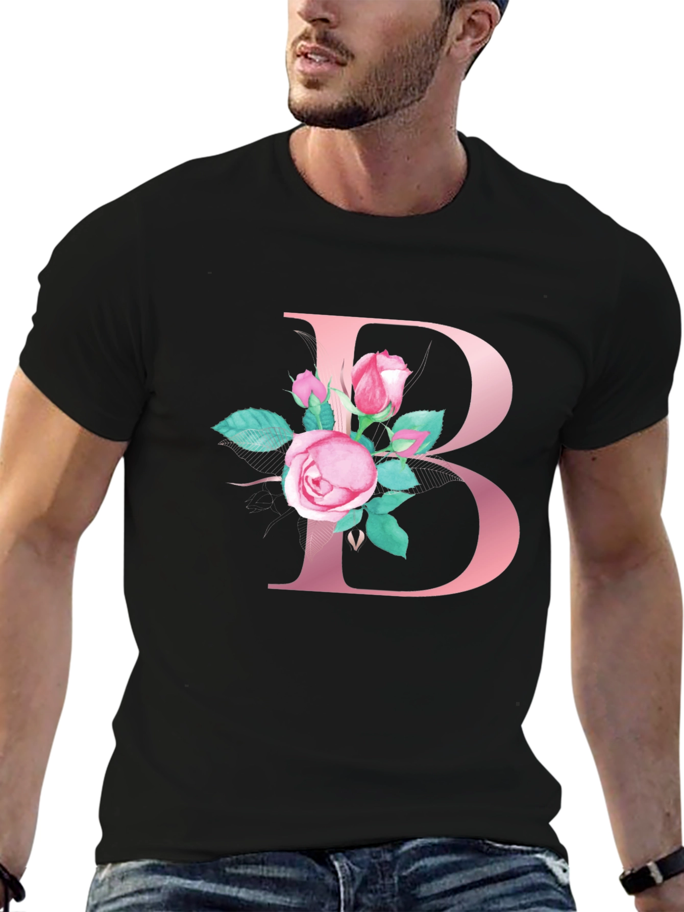 Floral Letter B Initial T-Shirt