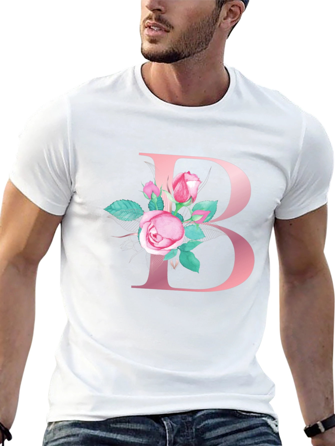 Floral Letter B Initial T-Shirt