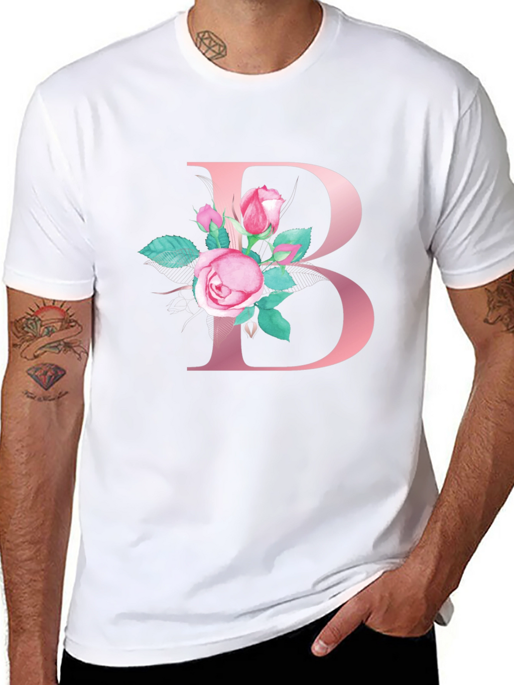 Floral Letter B Initial T-Shirt