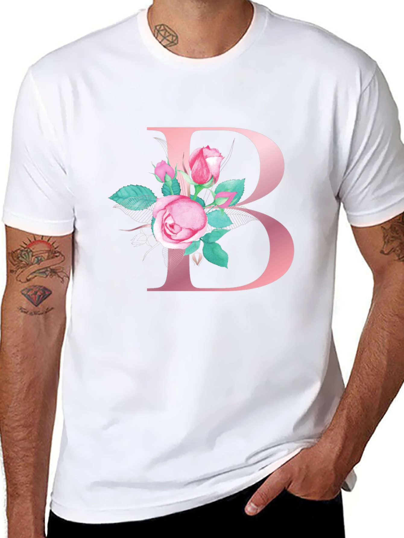 Floral Letter B Initial T-Shirt
