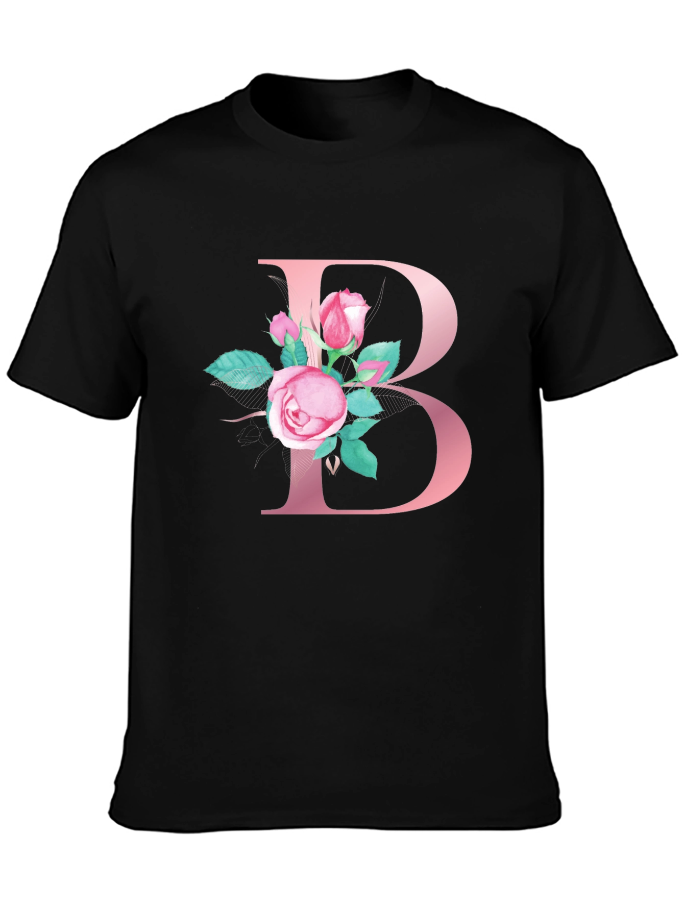 Floral Letter B Initial T-Shirt