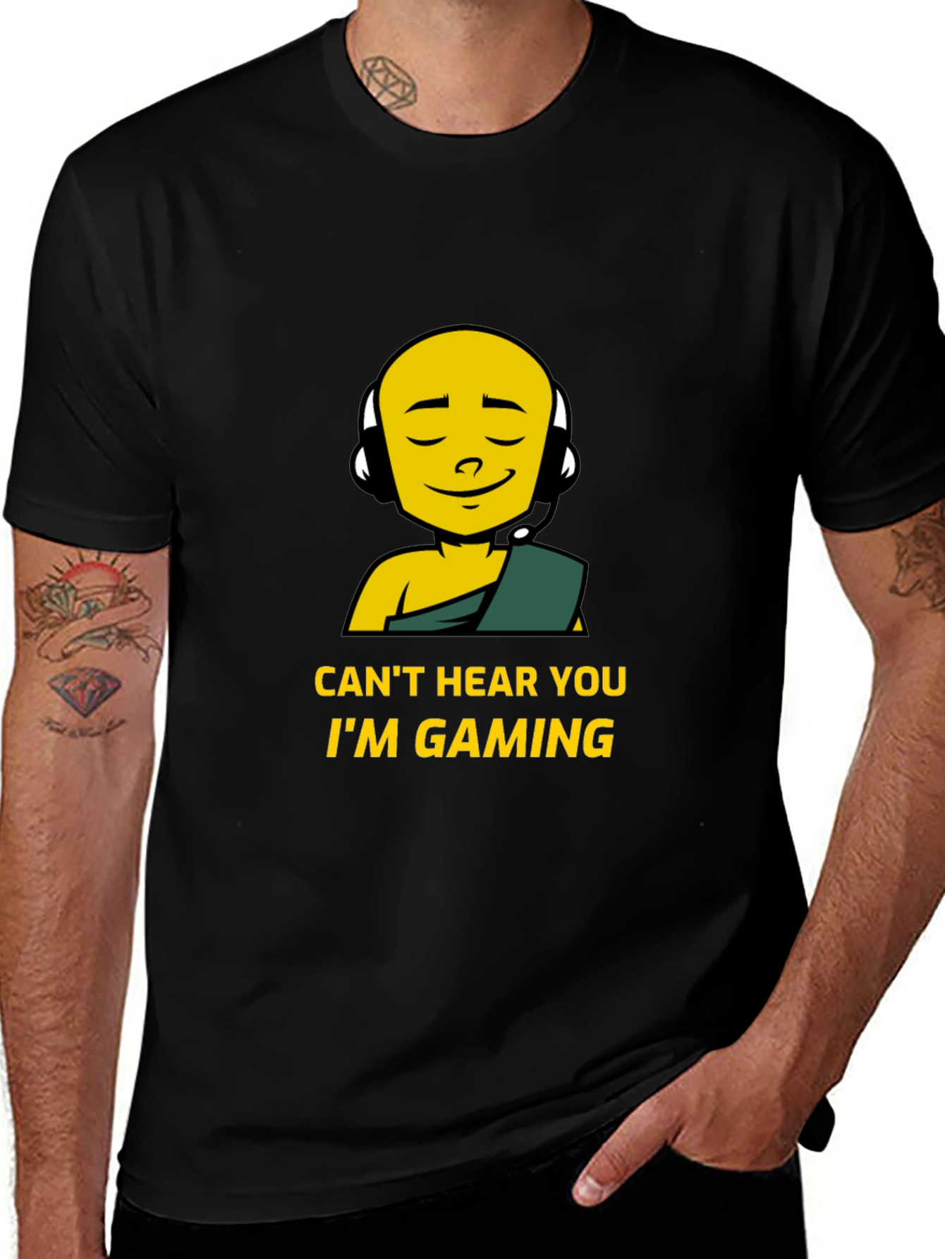 Cant Hear You Im Gaming Black T-Shirt