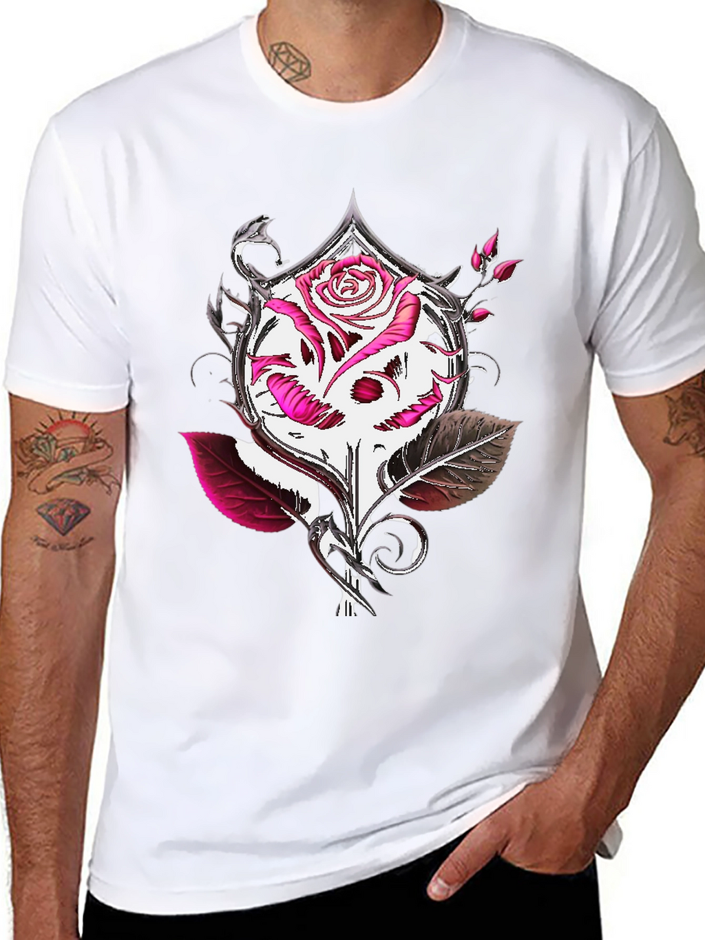 Rose Skull Graphic Tee - Edgy Style