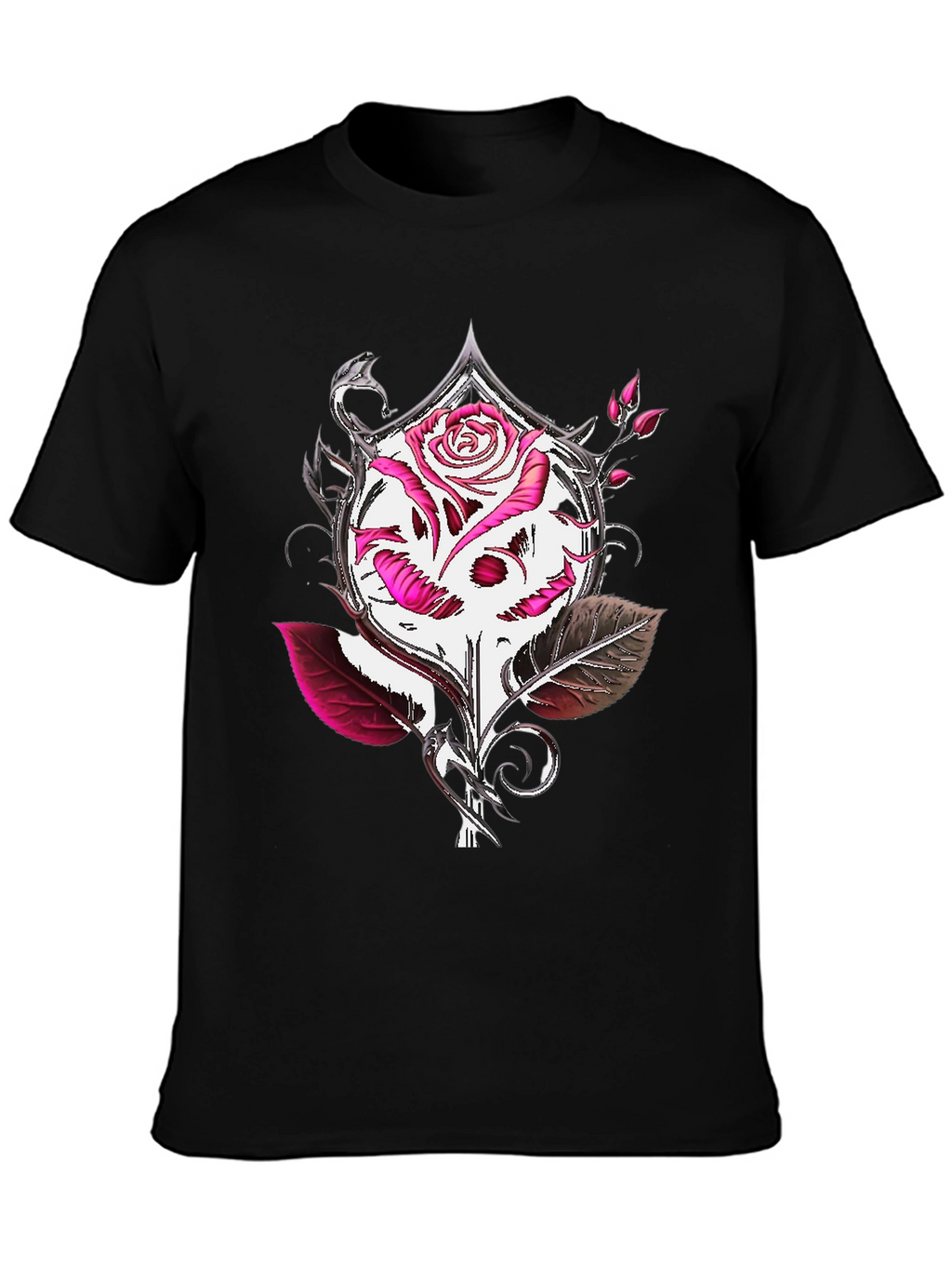 Rose Skull Graphic Tee - Edgy Style