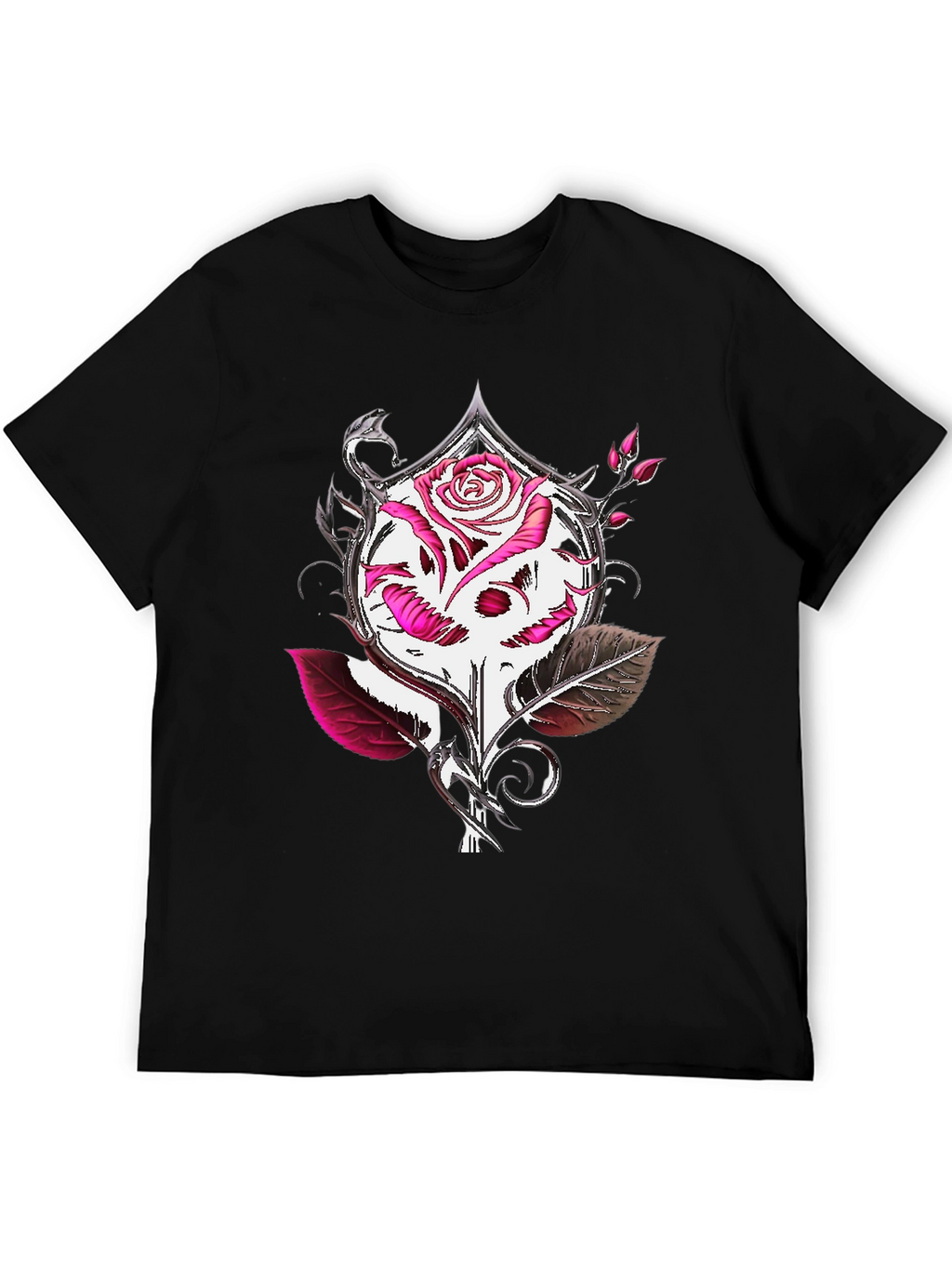 Rose Skull Graphic Tee - Edgy Style