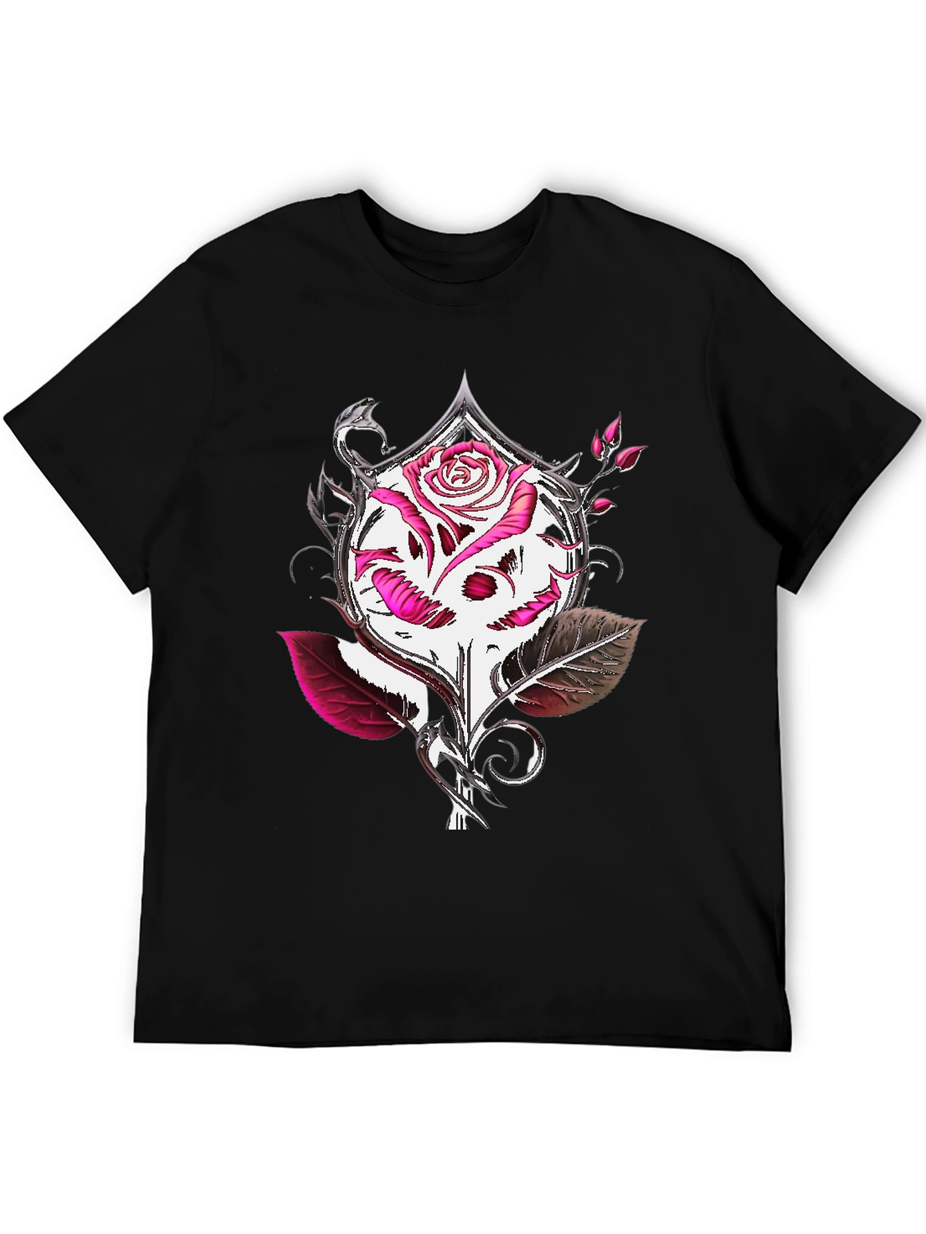 Rose Skull Graphic Tee - Edgy Style