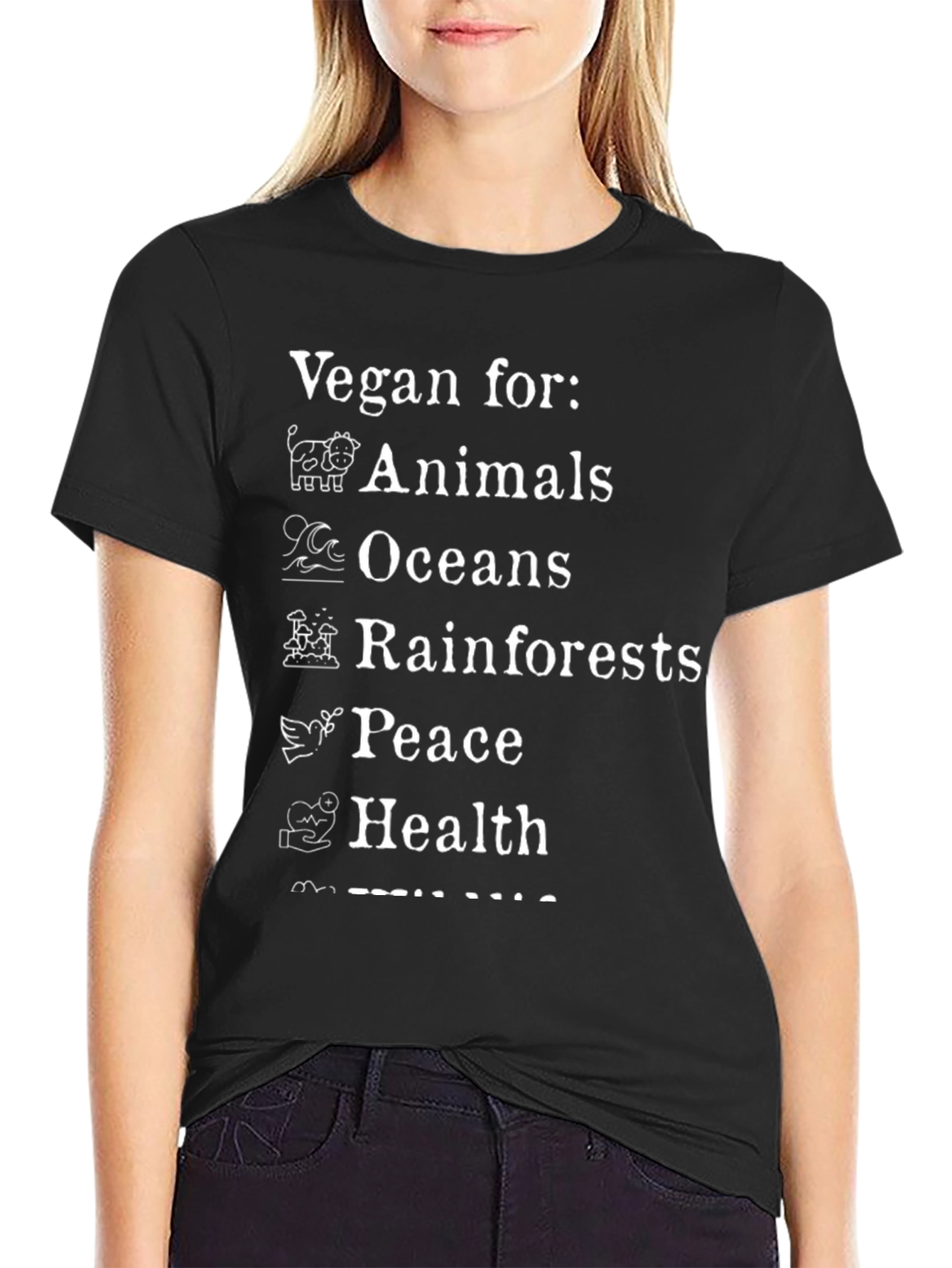 Vegan For Animals Oceans Peace Health T-Shirt