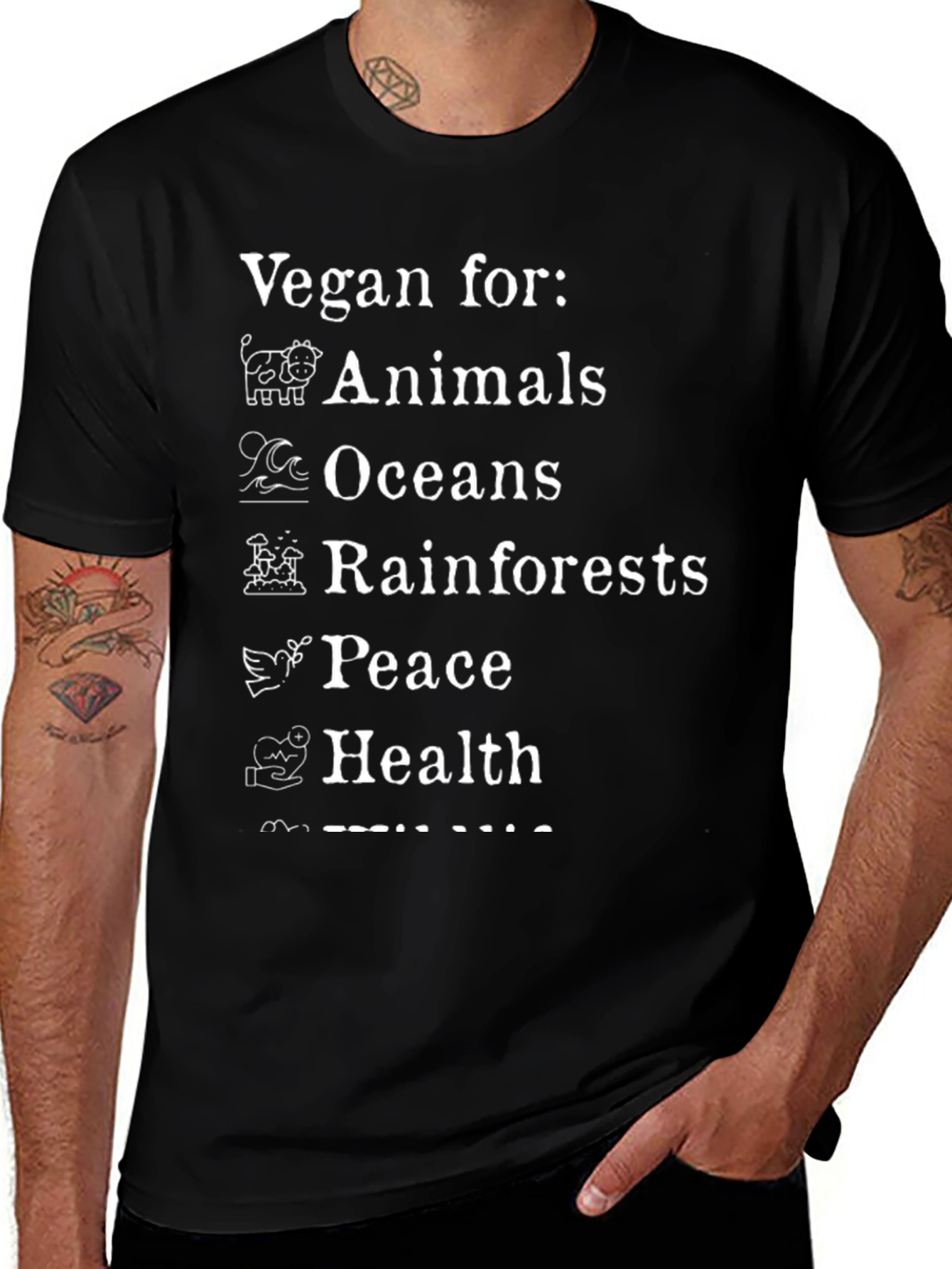 Vegan For Animals Oceans Peace Health T-Shirt