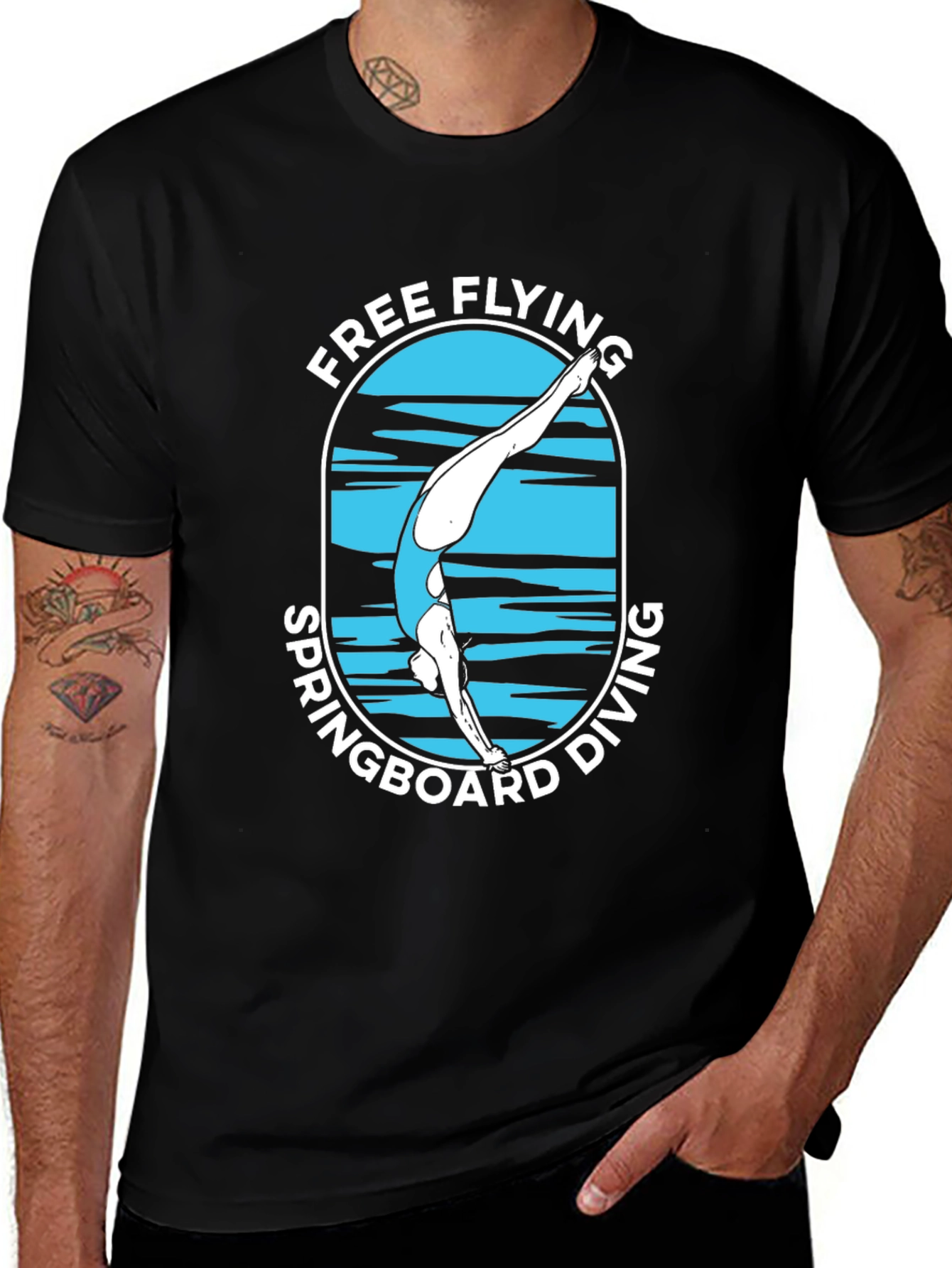 Free Flying Springboard Diving Graphic T-Shirt