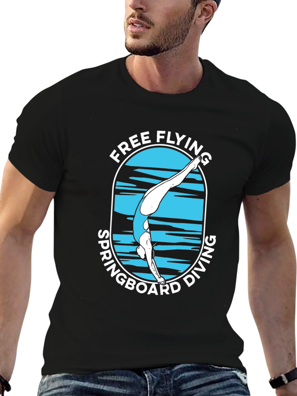 Free Flying Springboard Diving Graphic T-Shirt