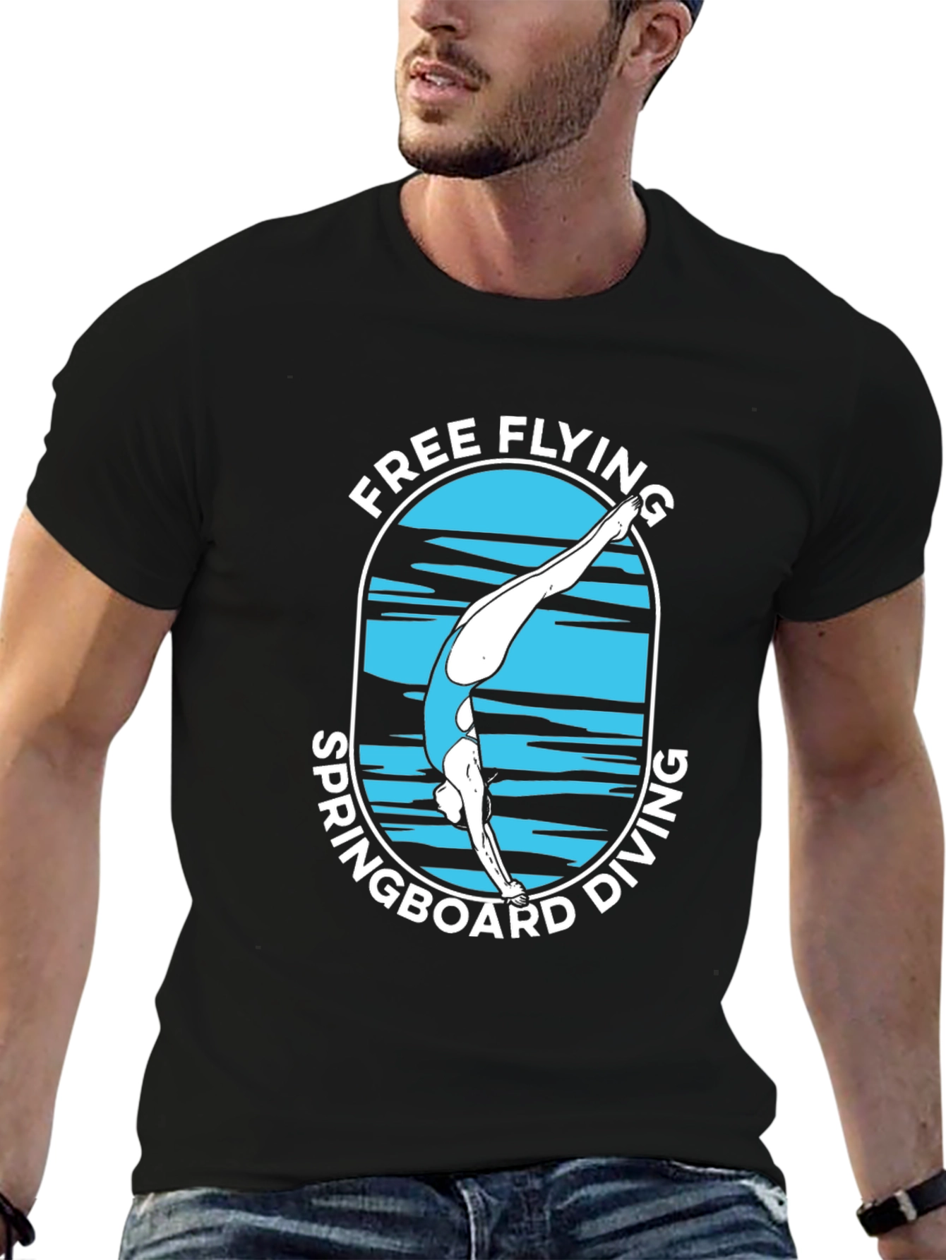 Free Flying Springboard Diving Graphic T-Shirt