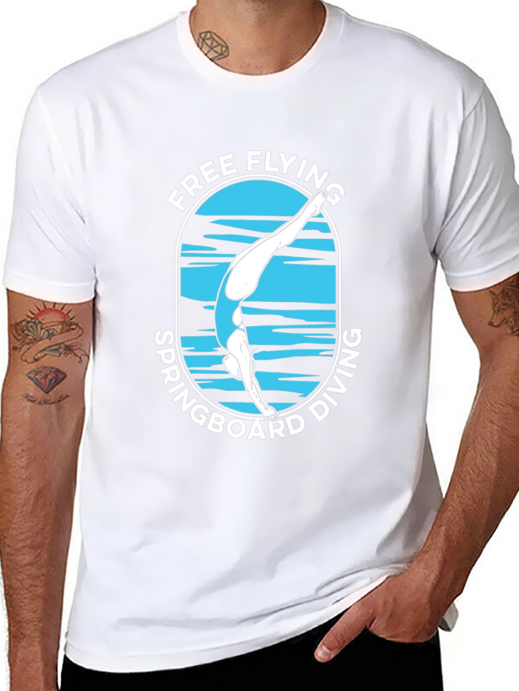 Free Flying Springboard Diving Graphic T-Shirt