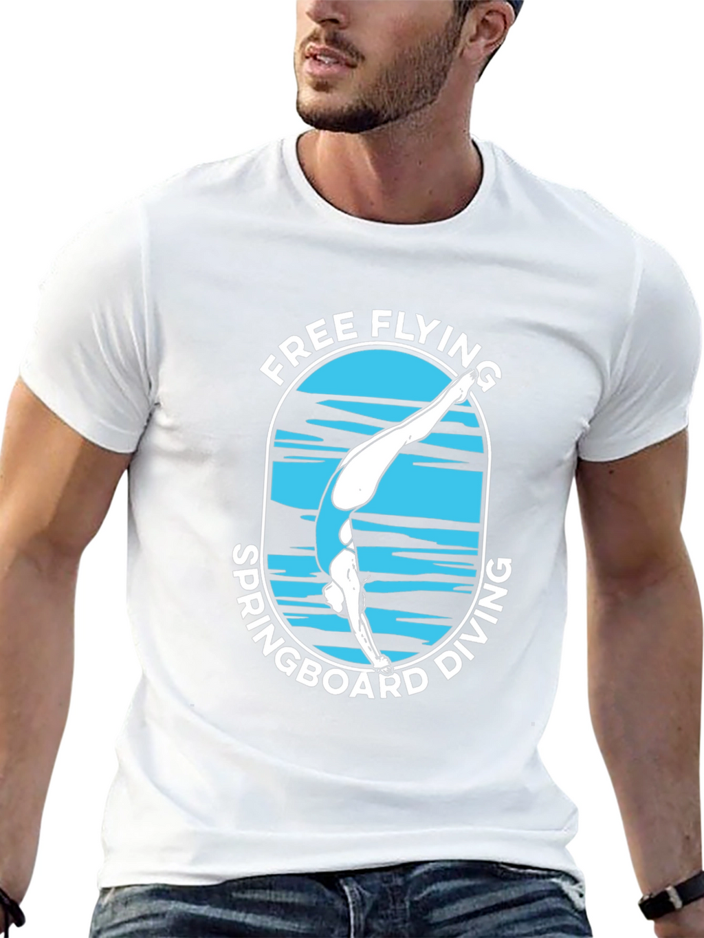 Free Flying Springboard Diving Graphic T-Shirt