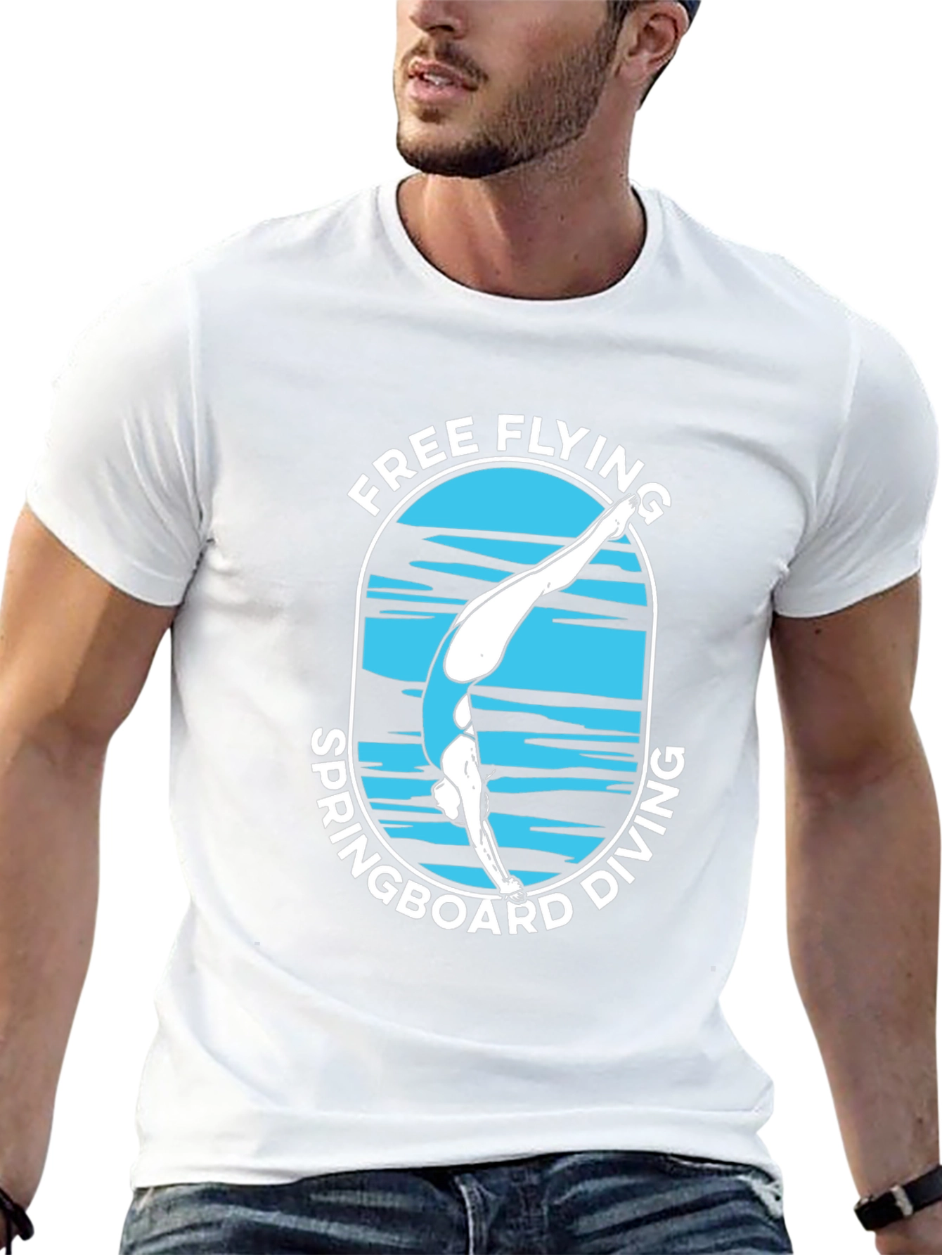 Free Flying Springboard Diving Graphic T-Shirt