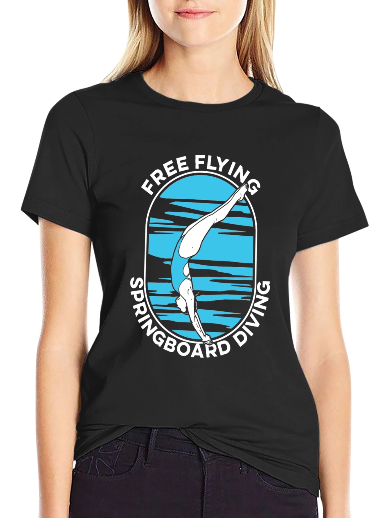 Free Flying Springboard Diving Graphic T-Shirt