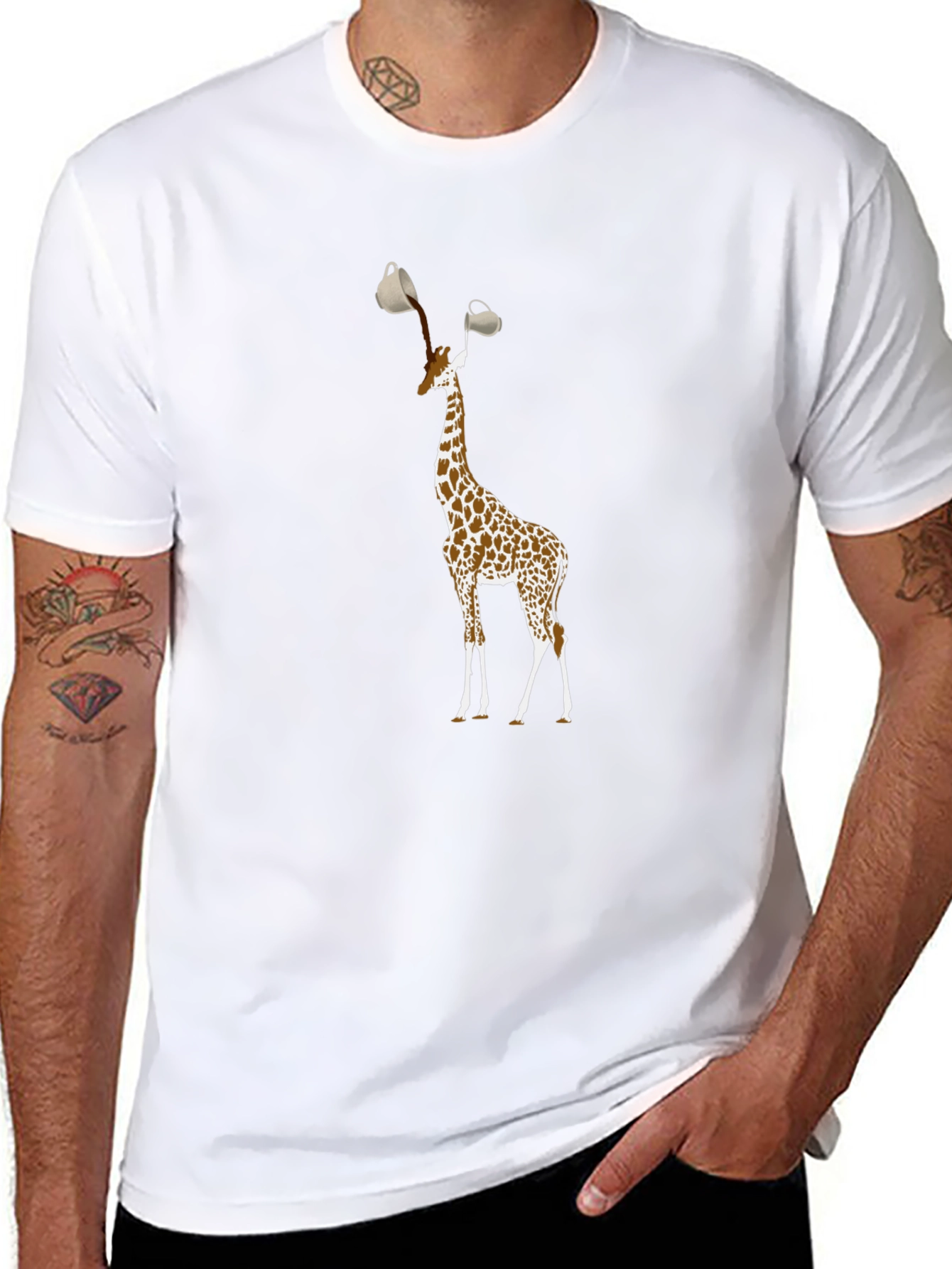 Giraffe Coffee T-Shirt - Funny Animal Lover Tee
