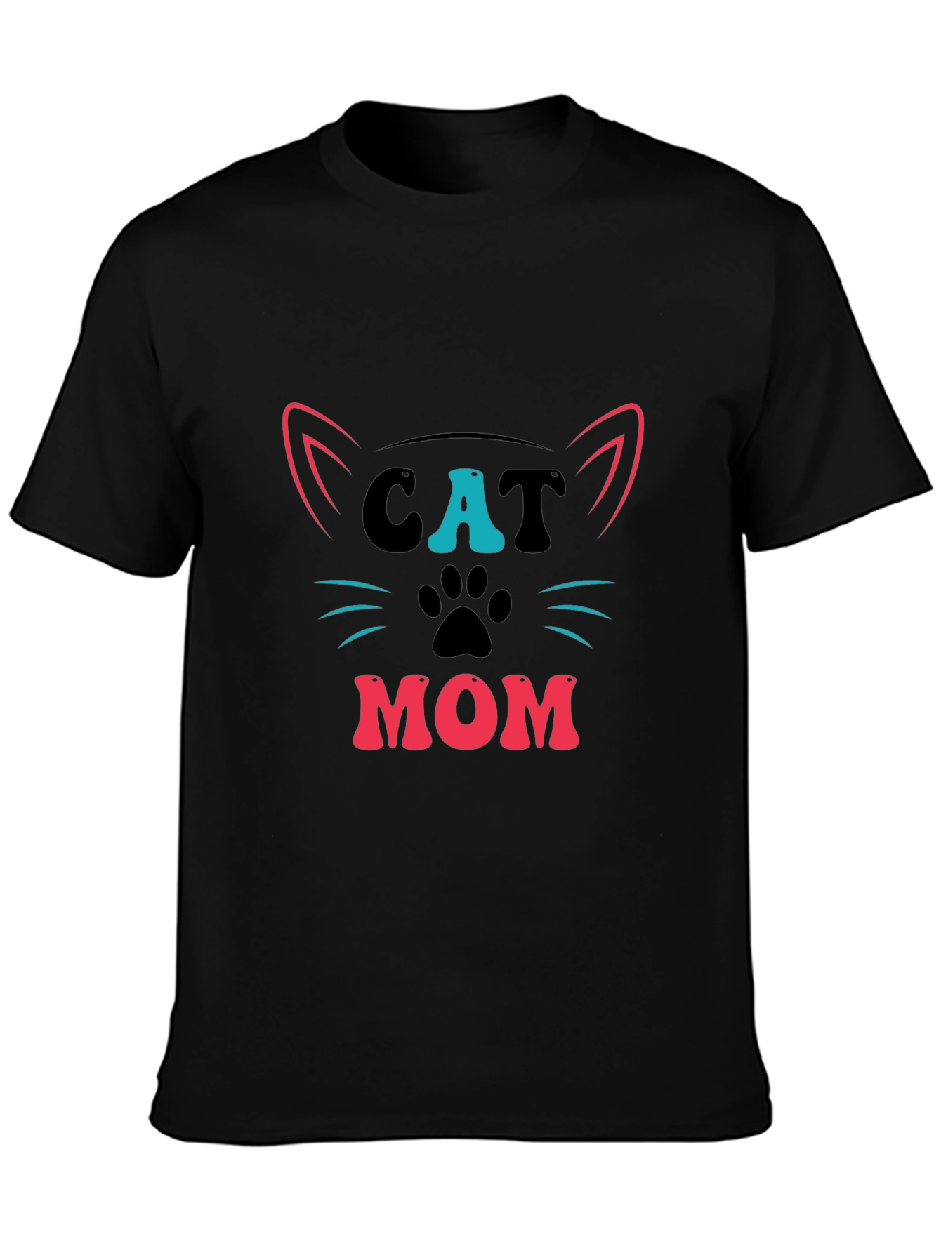 Cat Mom Graphic Tee - Black Cotton T-Shirt