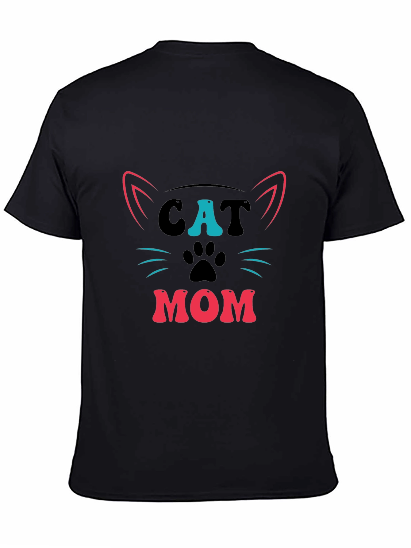 Cat Mom Graphic Tee - Black Cotton T-Shirt