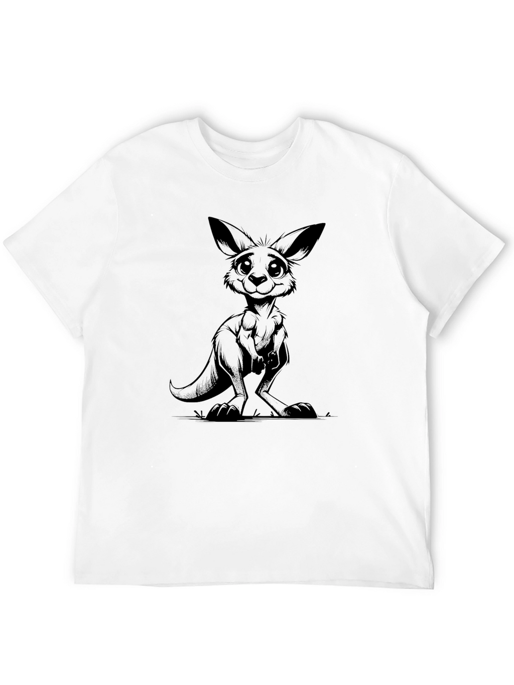 Cartoon Kangaroo Black T-Shirt
