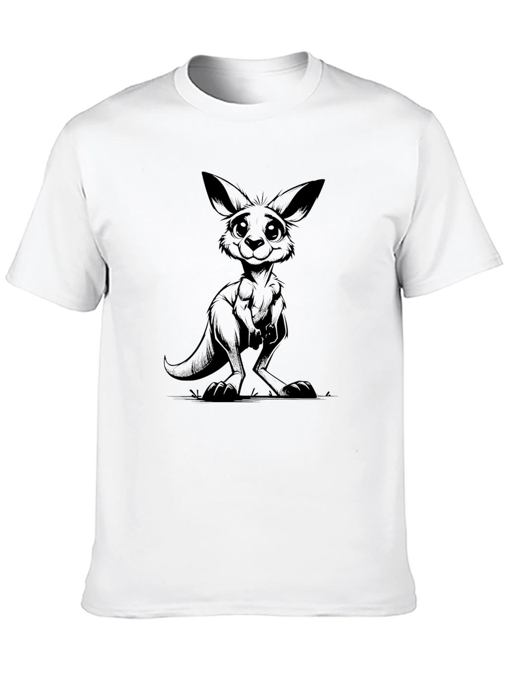 Cartoon Kangaroo Black T-Shirt