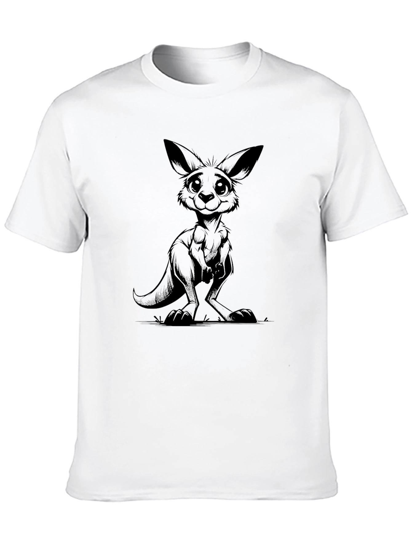 Cartoon Kangaroo Black T-Shirt