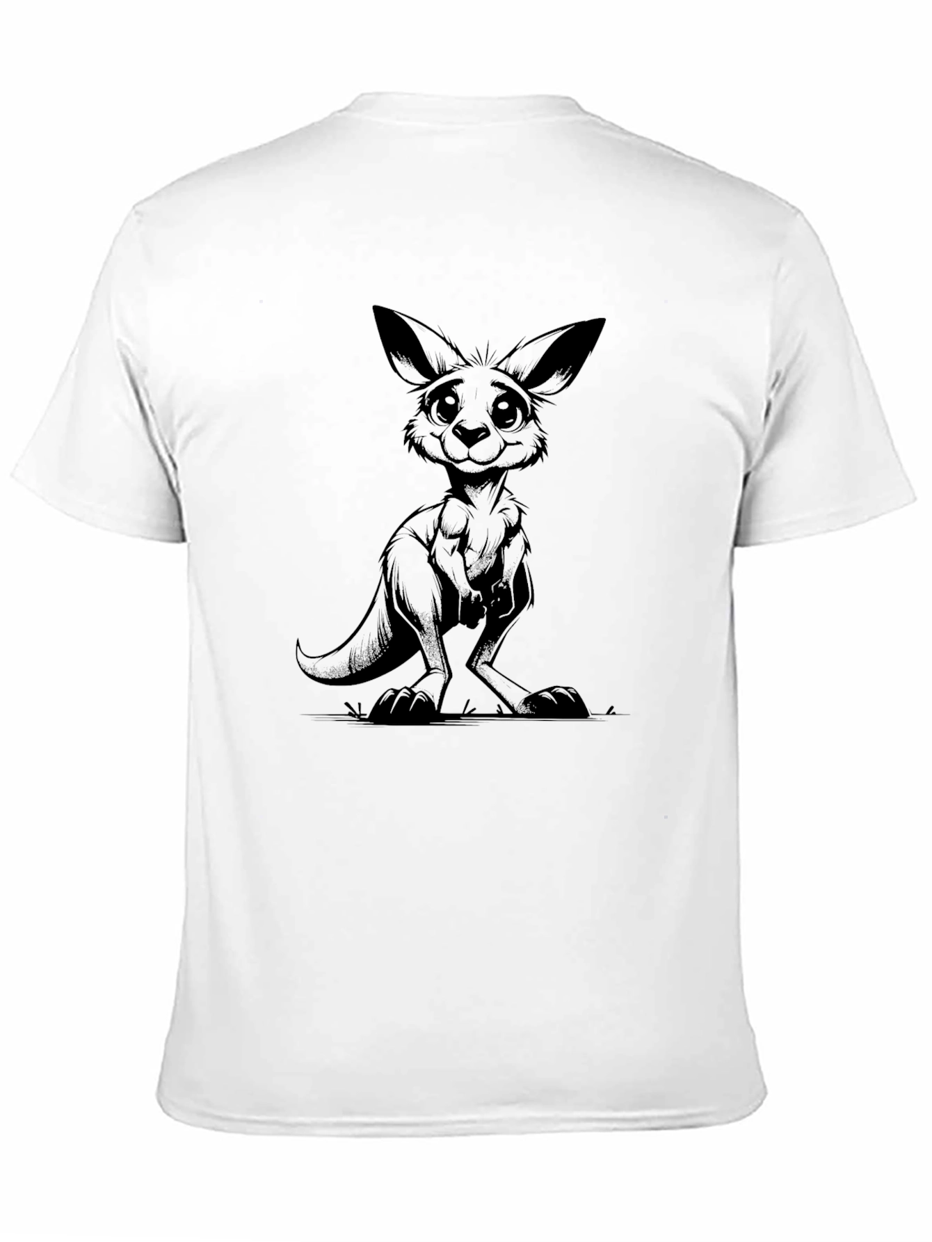 Cartoon Kangaroo Black T-Shirt