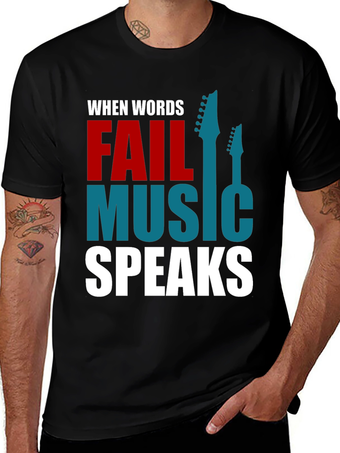 Music Speaks Graphic T-Shirt - Black