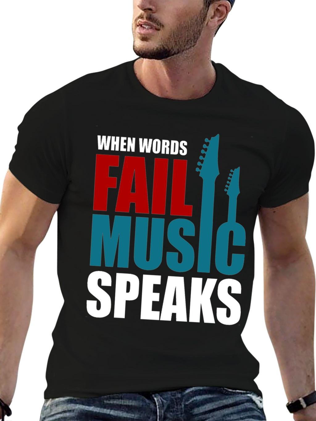 Music Speaks Graphic T-Shirt - Black