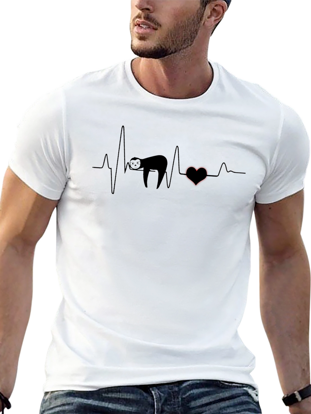 Sloth Heartbeat Graphic Tee - Relaxed Fit