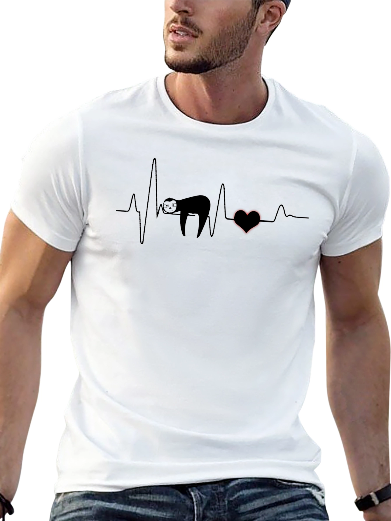 Sloth Heartbeat Graphic Tee - Relaxed Fit