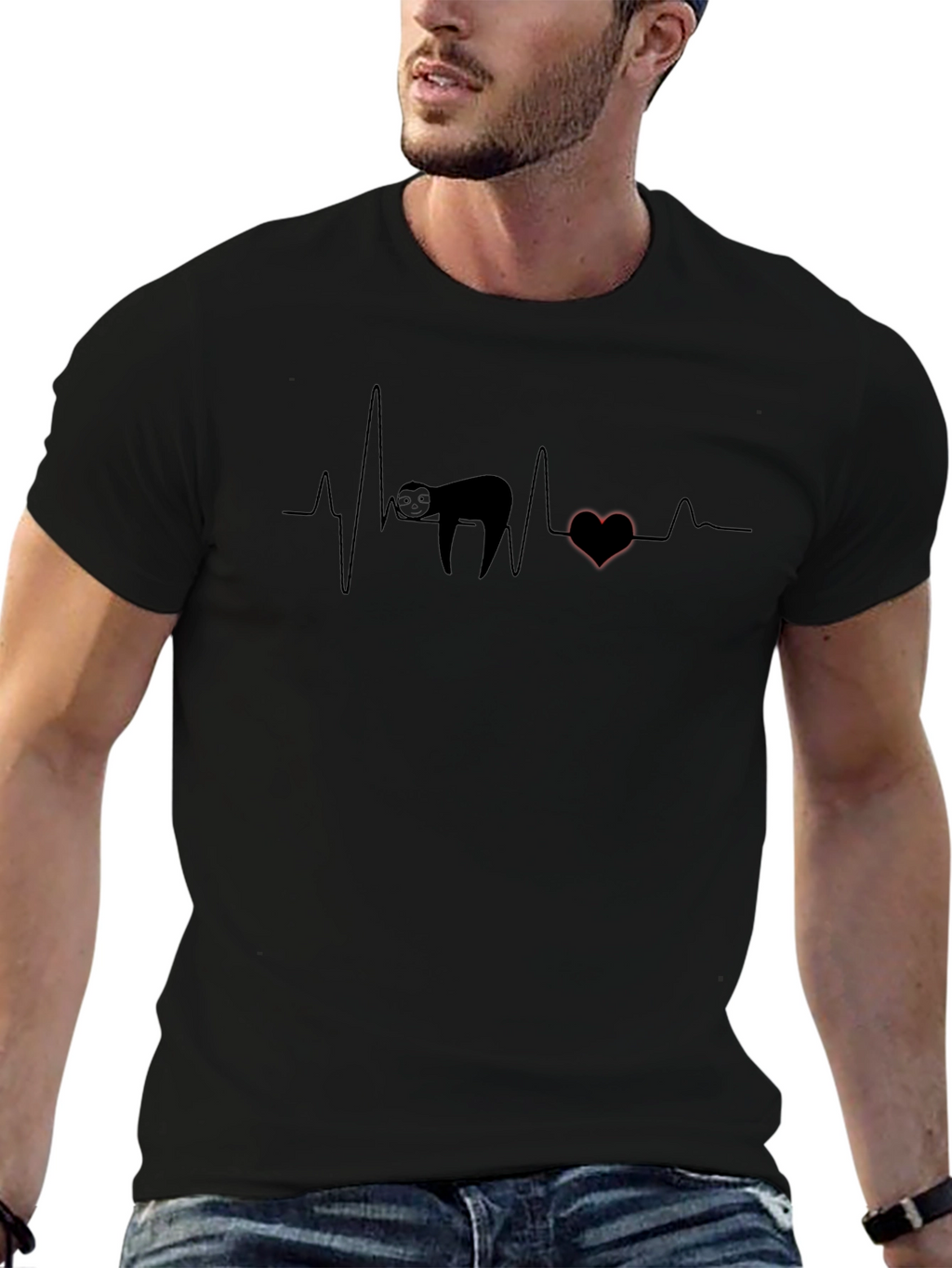 Sloth Heartbeat Graphic Tee - Relaxed Fit