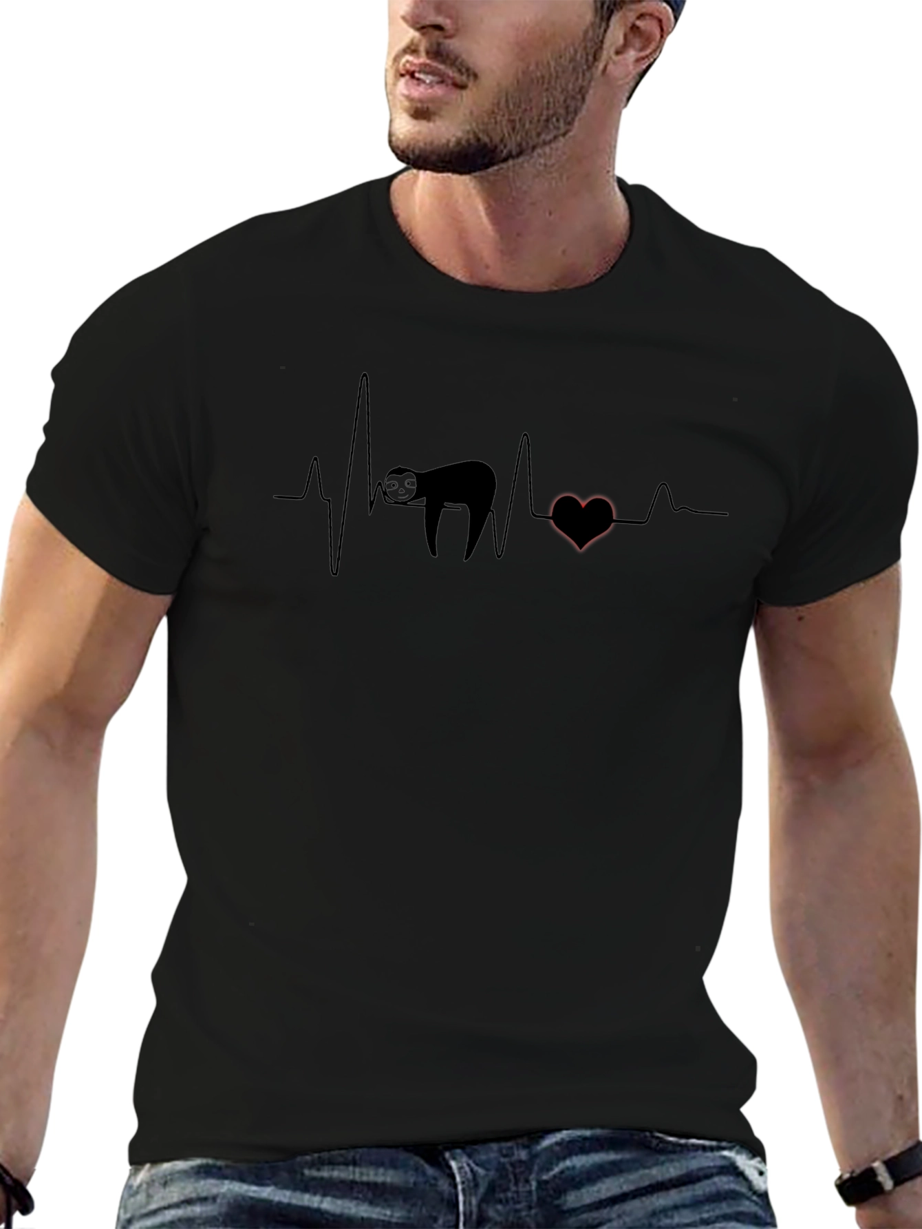 Sloth Heartbeat Graphic Tee - Relaxed Fit