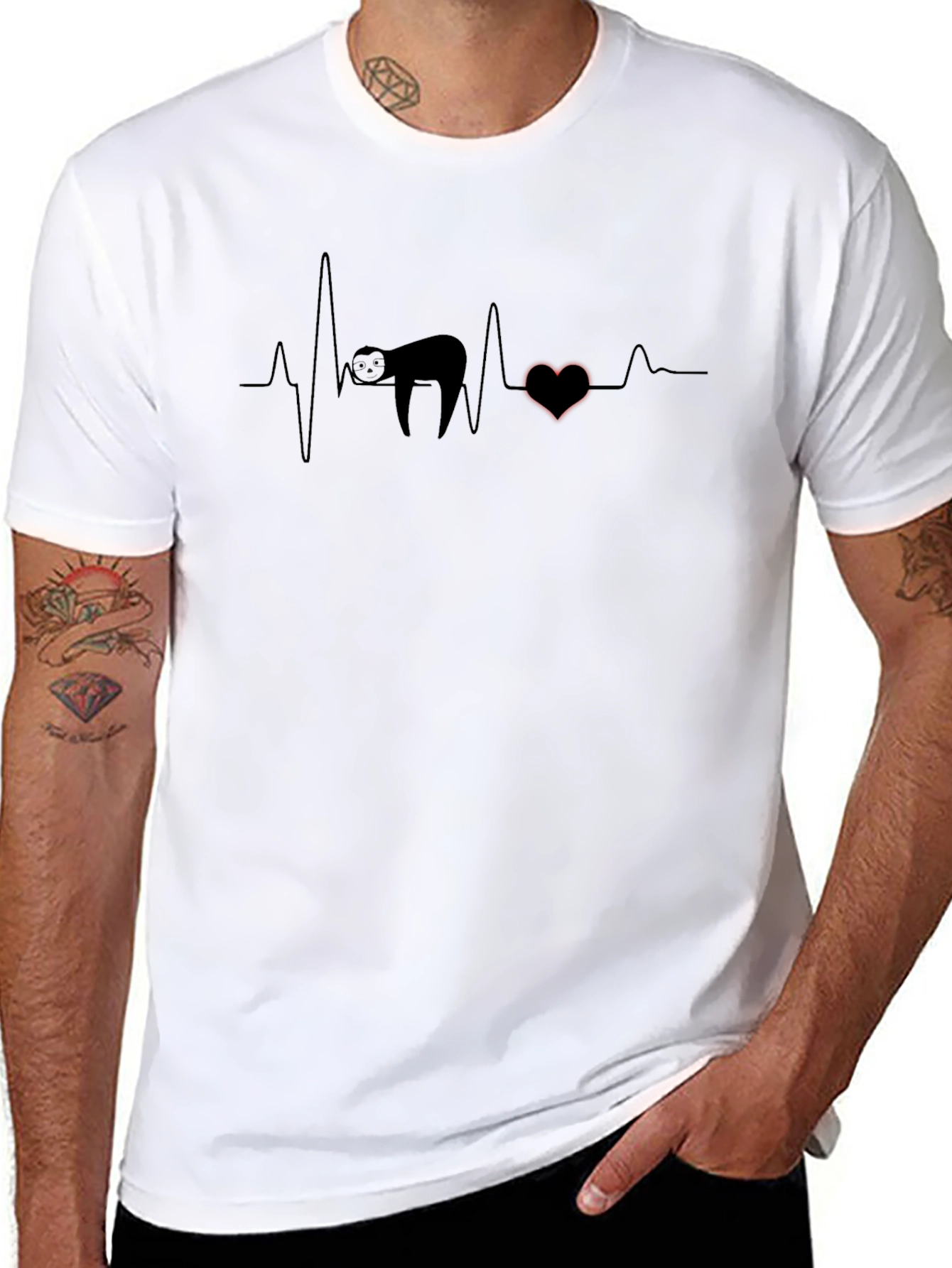 Sloth Heartbeat Graphic Tee - Relaxed Fit