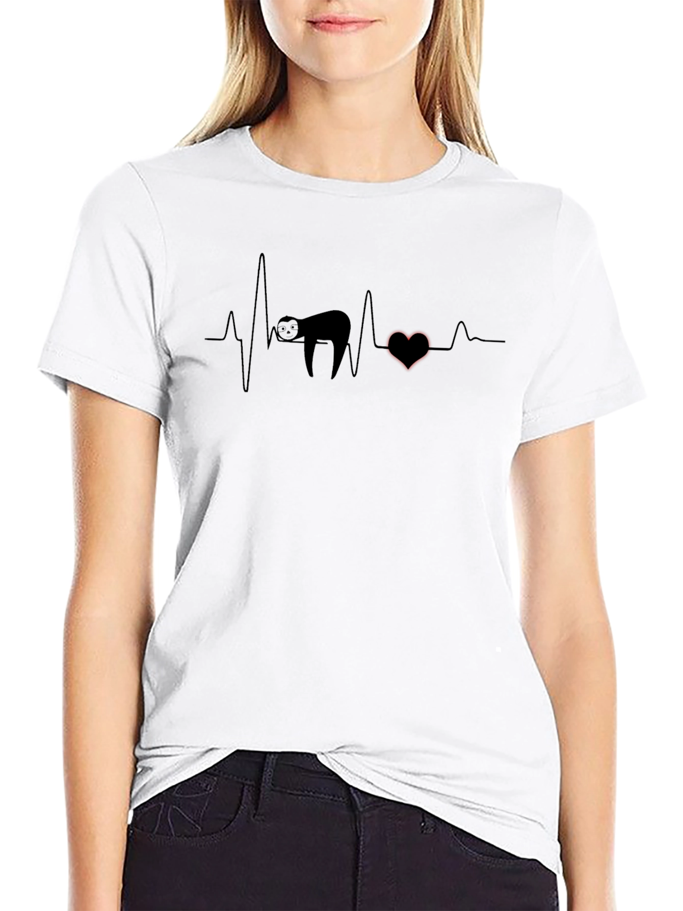 Sloth Heartbeat Graphic Tee - Relaxed Fit