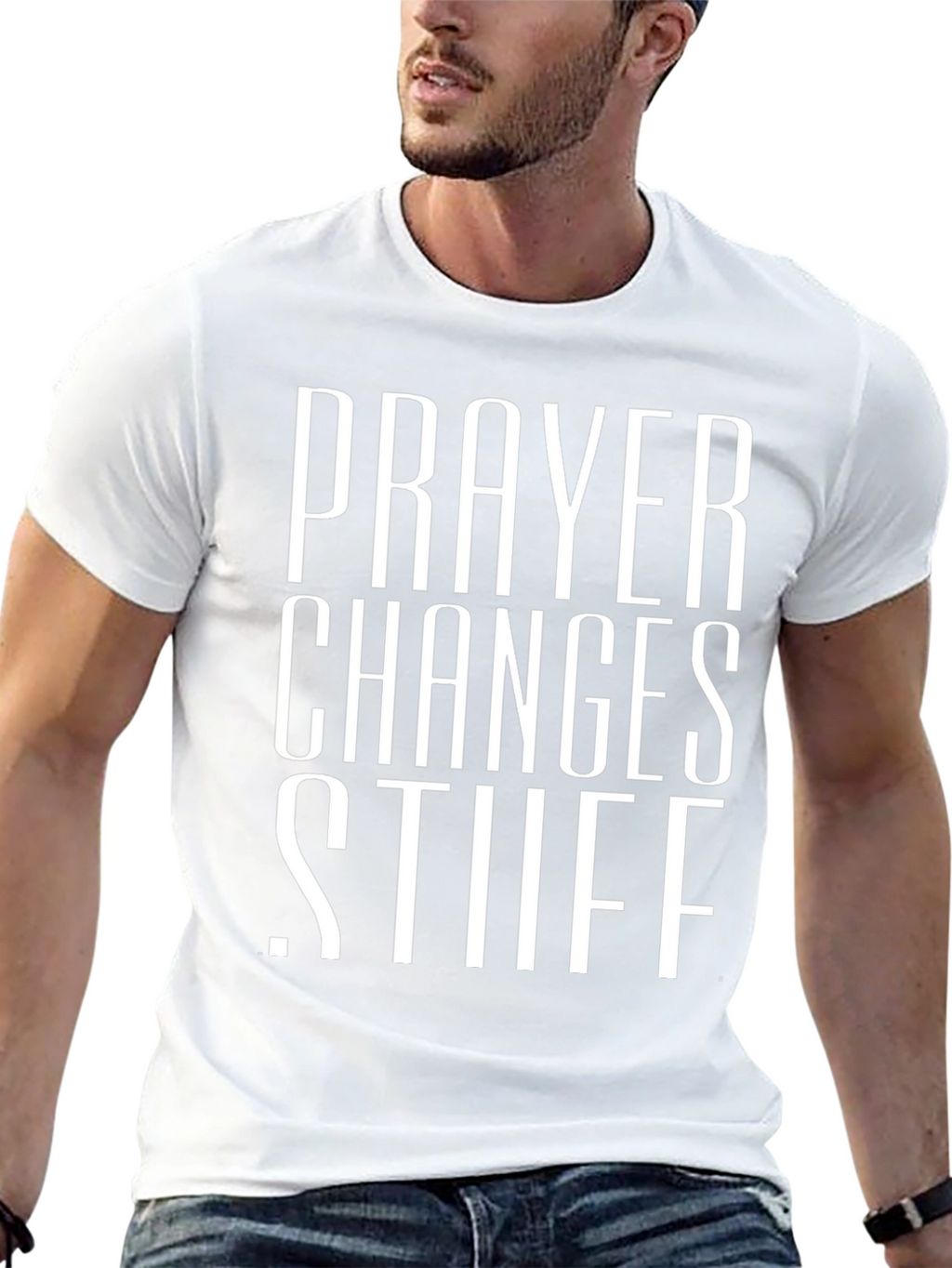 Prayer Changes Stuff Black Graphic T-Shirt