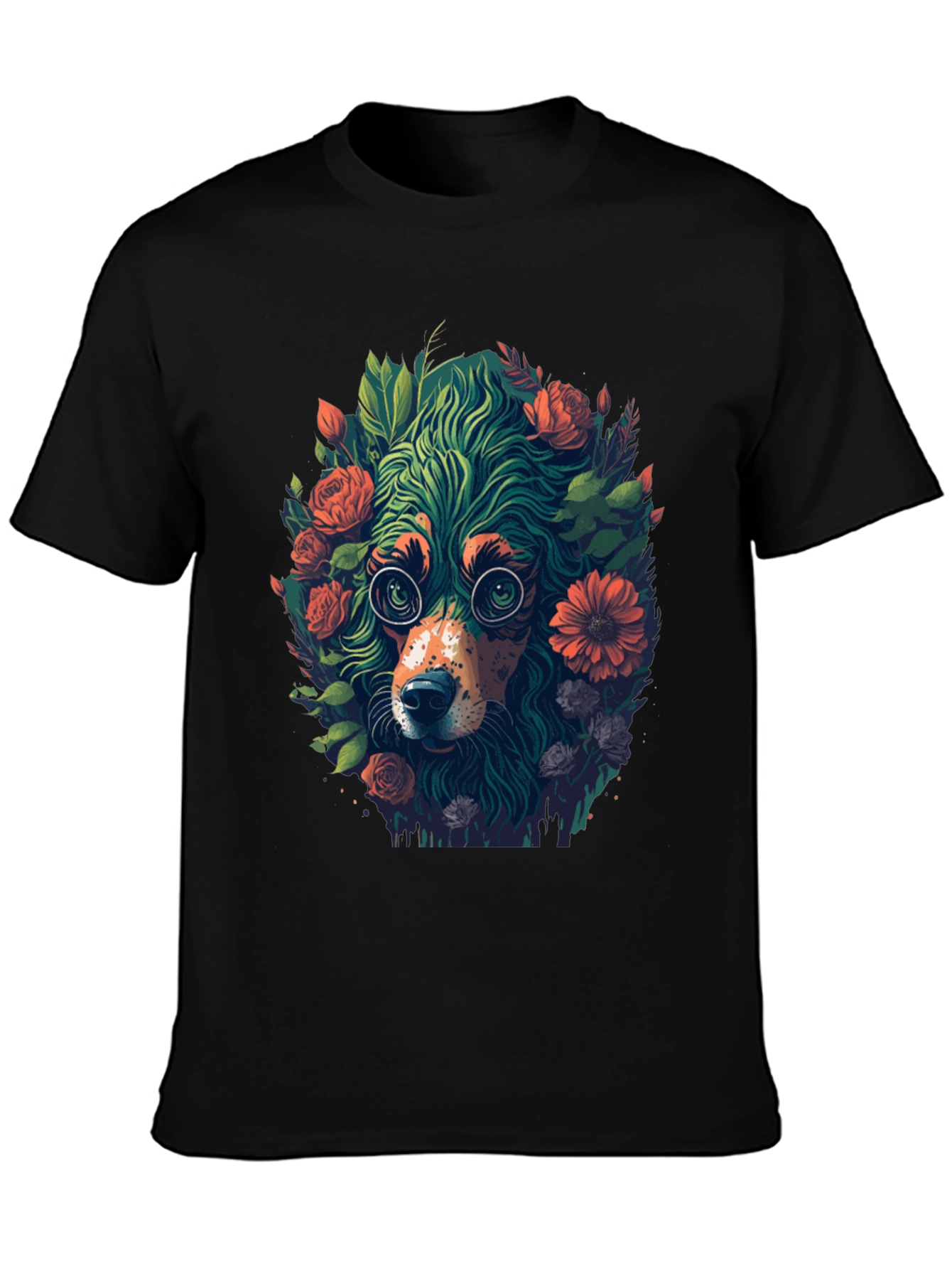 Floral Dog T-Shirt - Unique Graphic Tee
