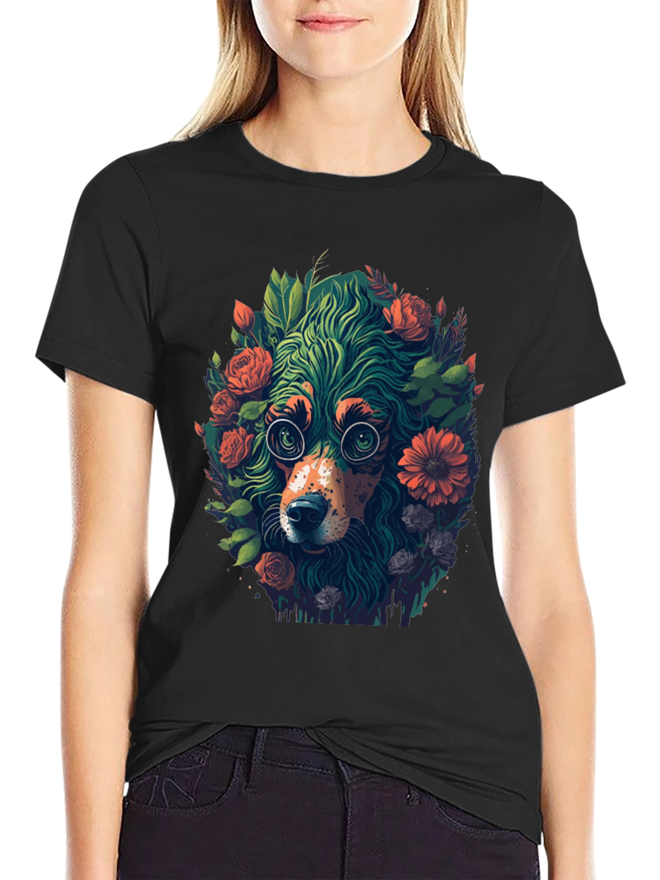 Floral Dog T-Shirt - Unique Graphic Tee