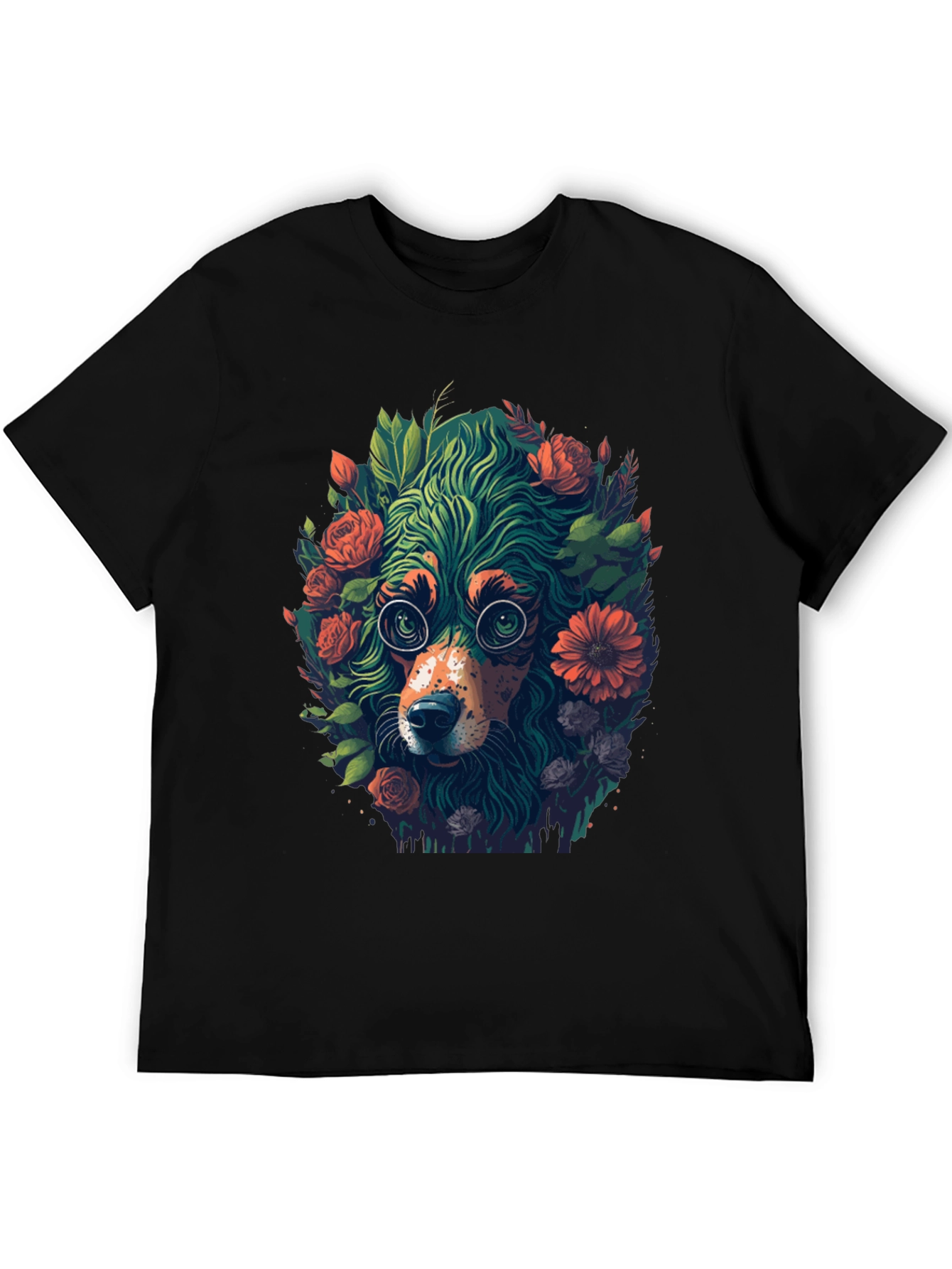 Floral Dog T-Shirt - Unique Graphic Tee